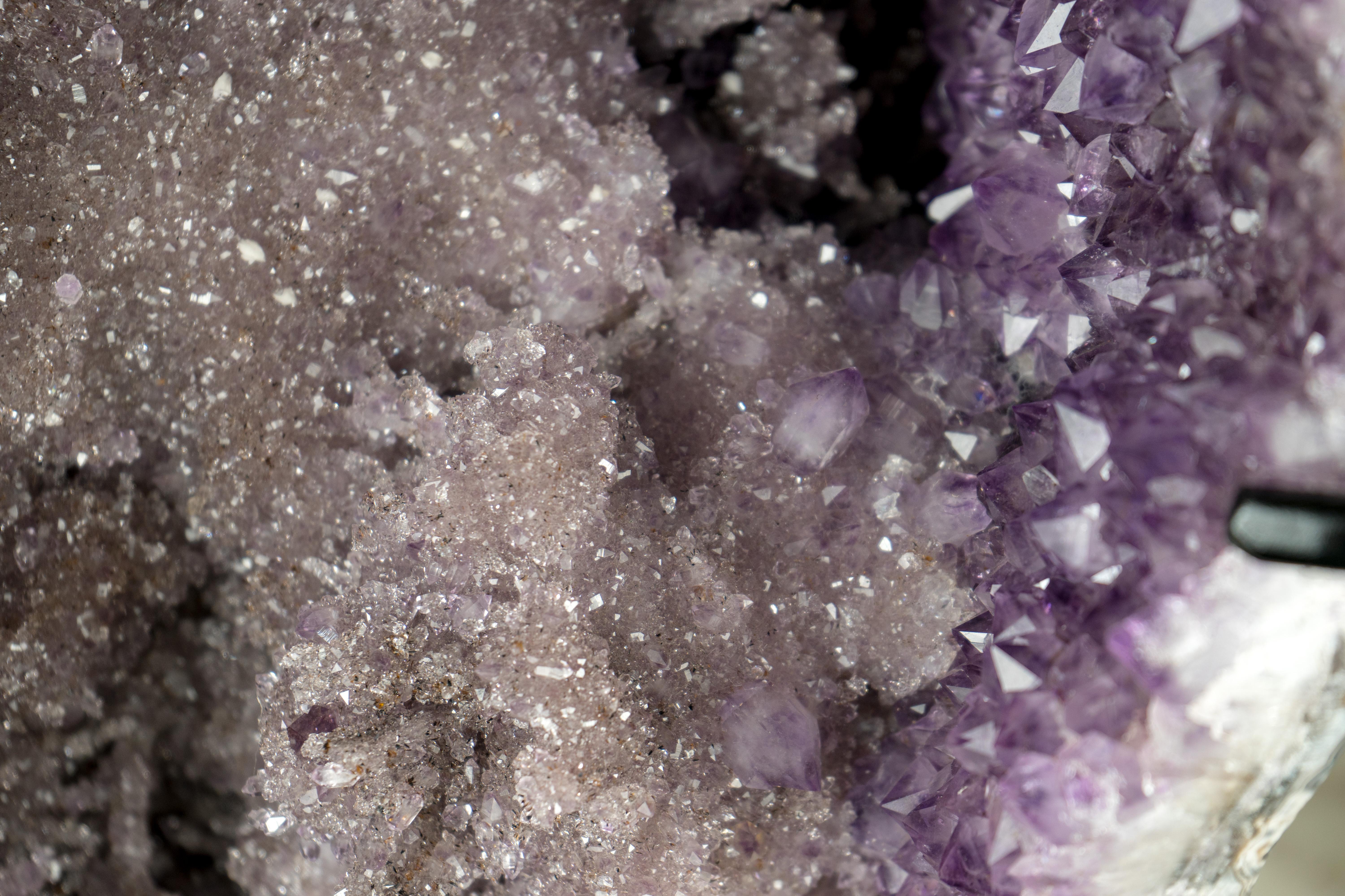 Rare Amethyst Geode with Rosette Crystals and Herkimer Diamond-like Clarity  For Sale 7