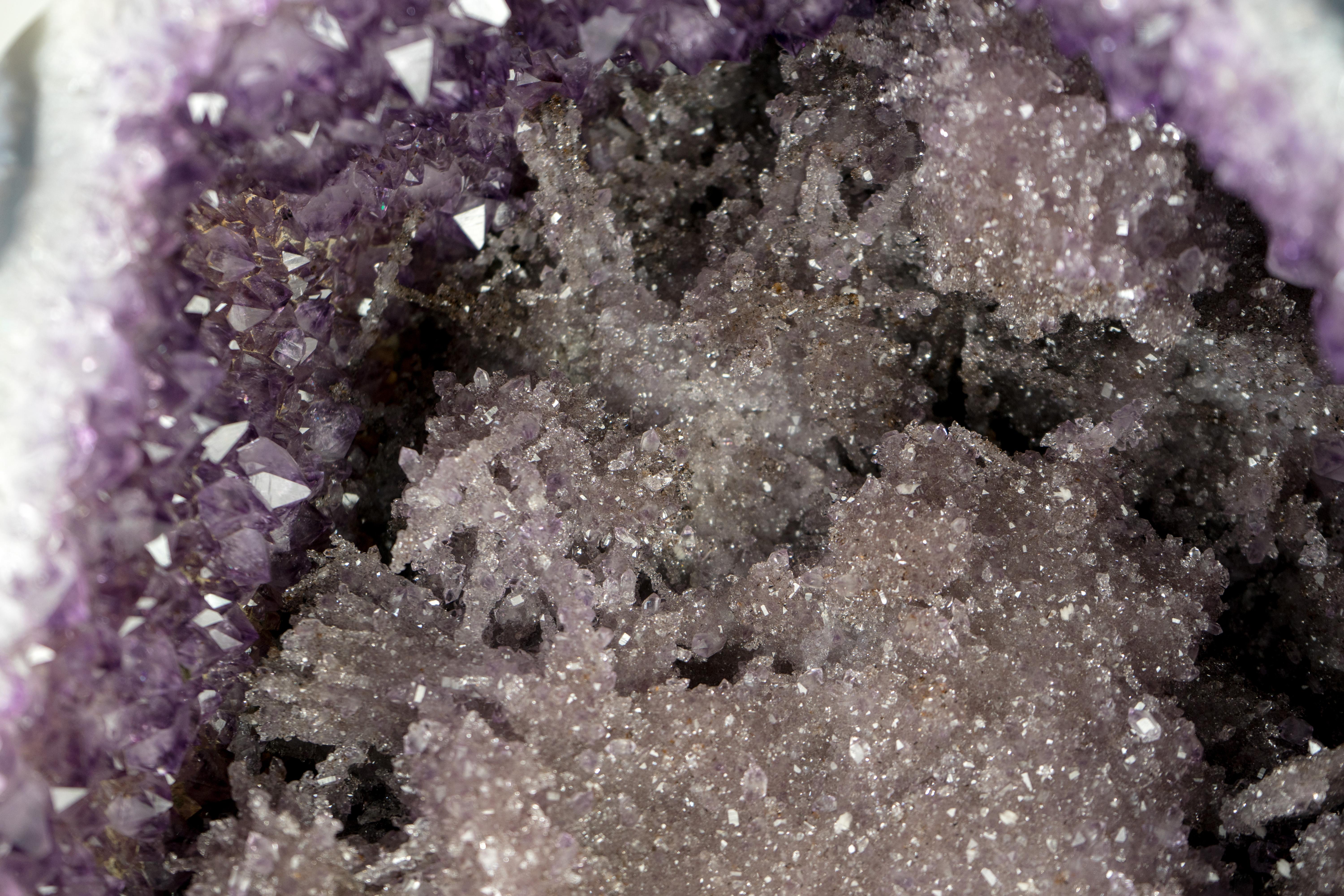 Rare Amethyst Geode with Rosette Crystals and Herkimer Diamond-like Clarity  For Sale 8