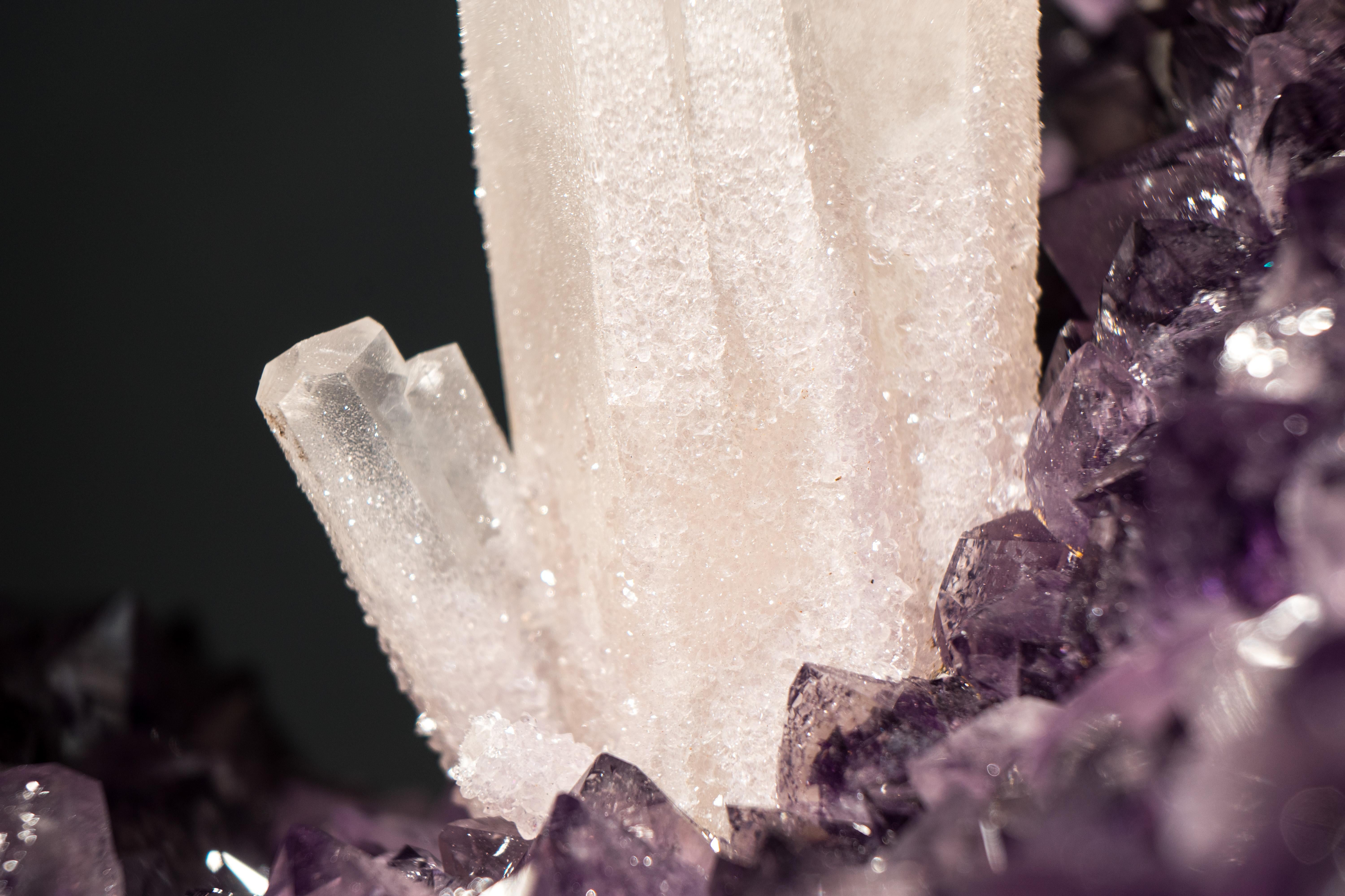 Rare Amethyst Portal Geode with Large, Undamaged Crystal Calcite For Sale 5