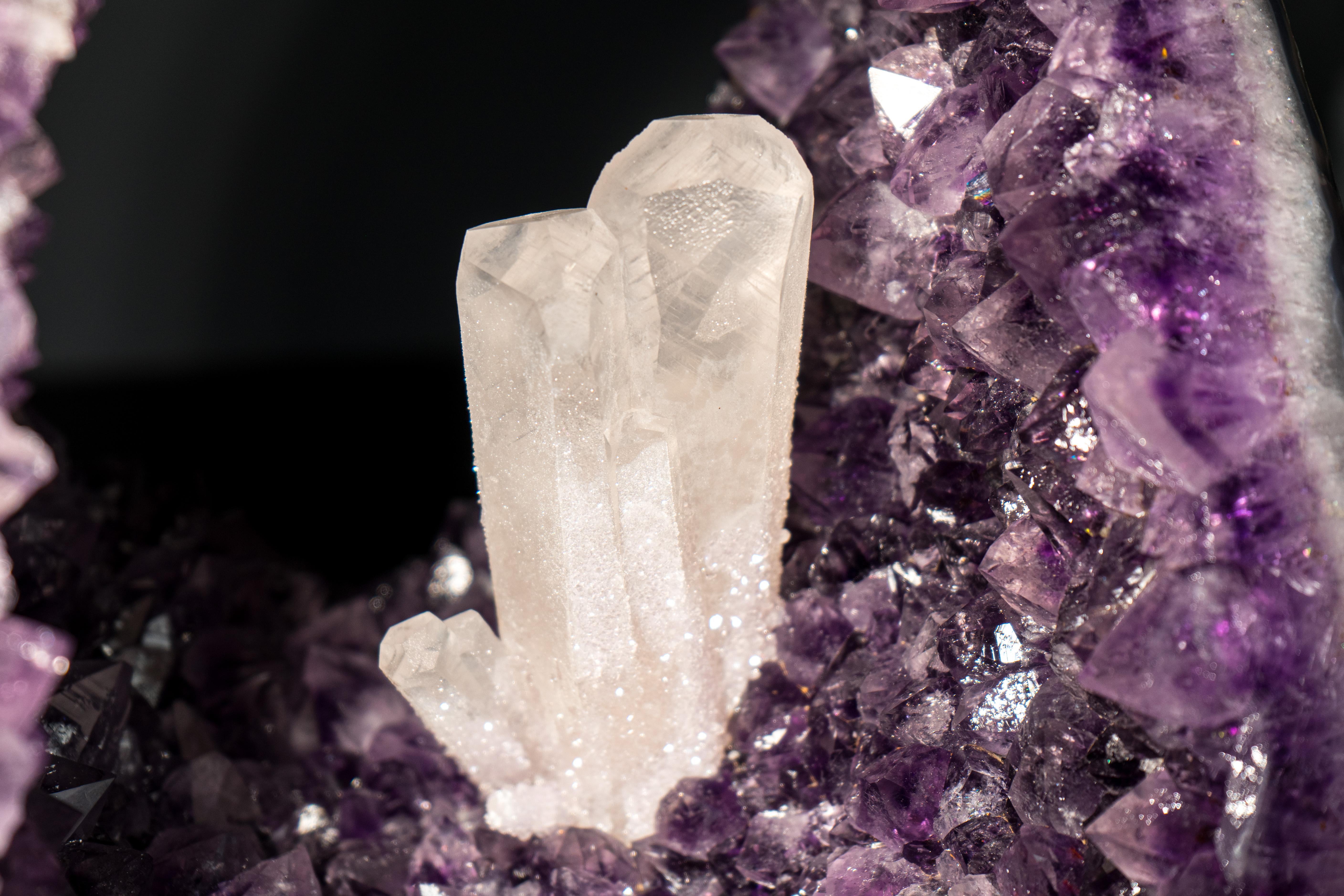 Rare Amethyst Portal Geode with Large, Undamaged Crystal Calcite For Sale 8