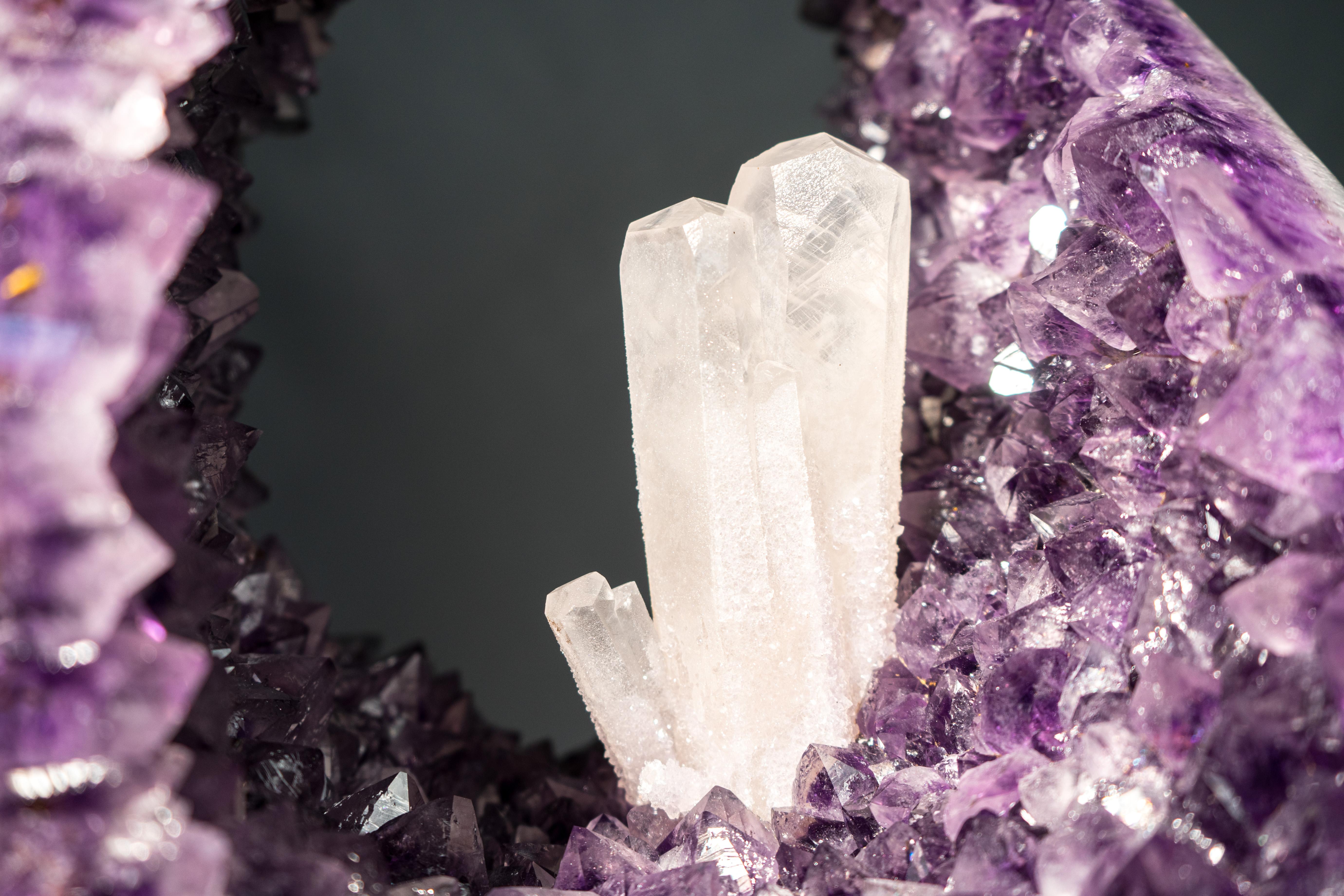 Rare Amethyst Portal Geode with Large, Undamaged Crystal Calcite For Sale 2