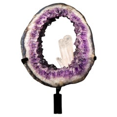 Rare Amethyst Portal Geode with Large, Undamaged Crystal Calcite