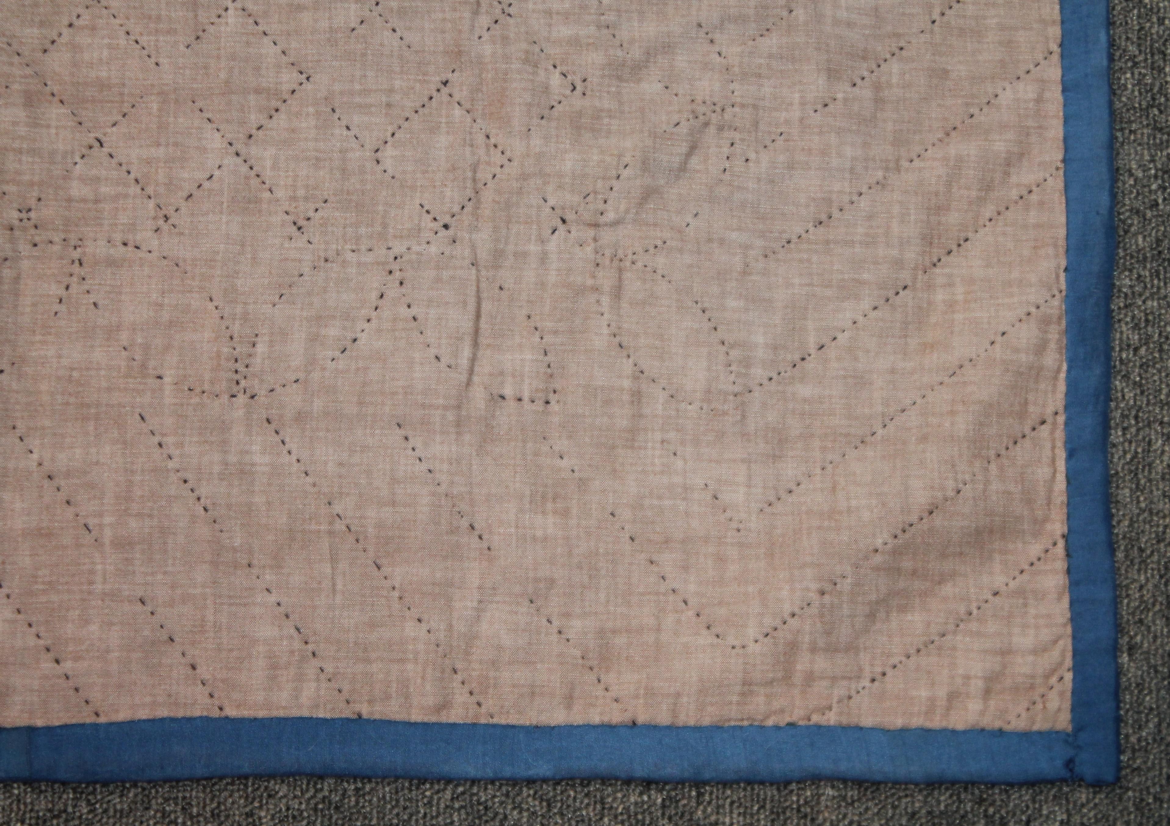 Hand-Crafted Rare Amish Square in a Square Crib Quilt For Sale