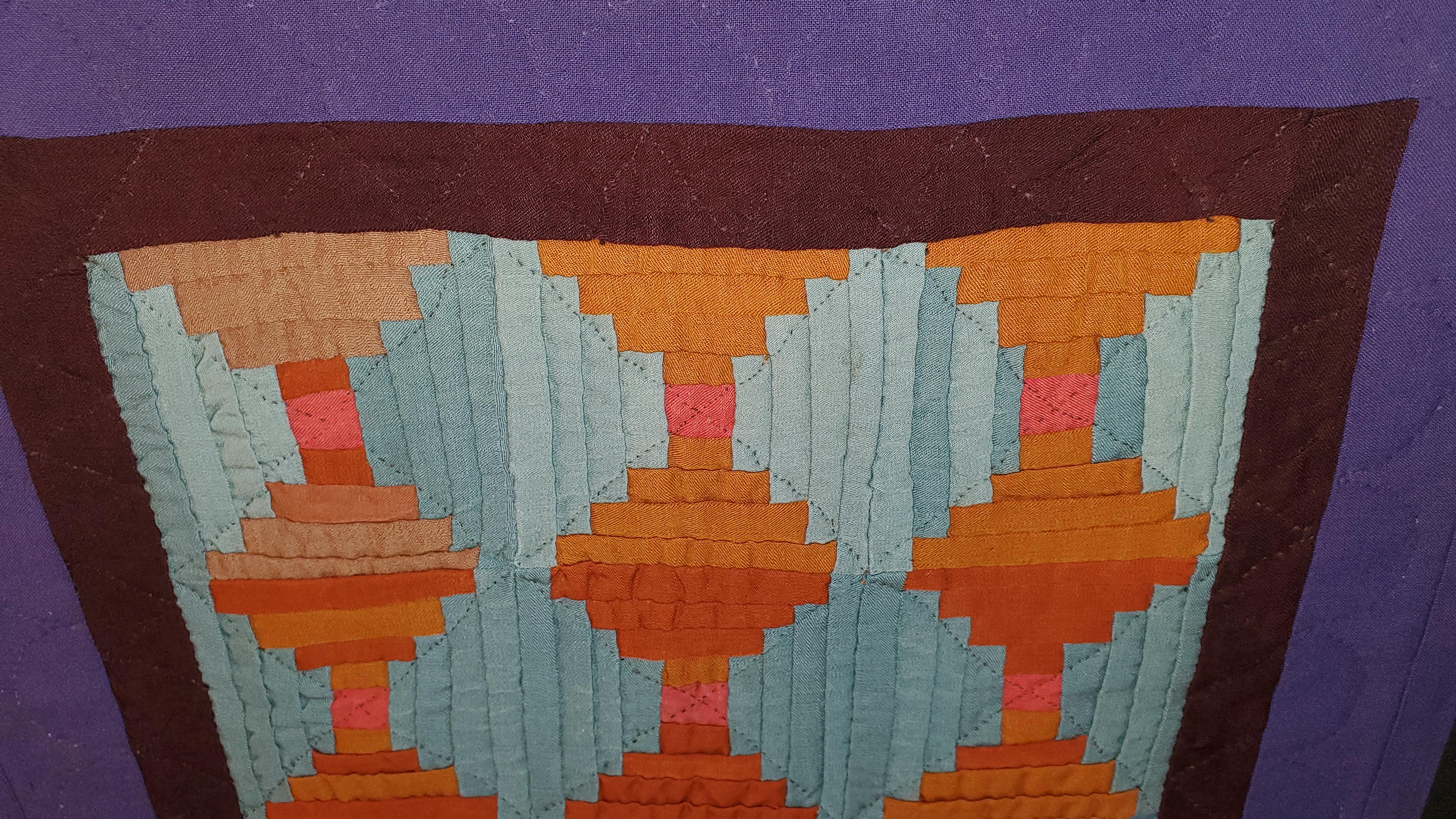 Hand-Crafted Rare Amish Wool Doll Quilt from Pennsylvania