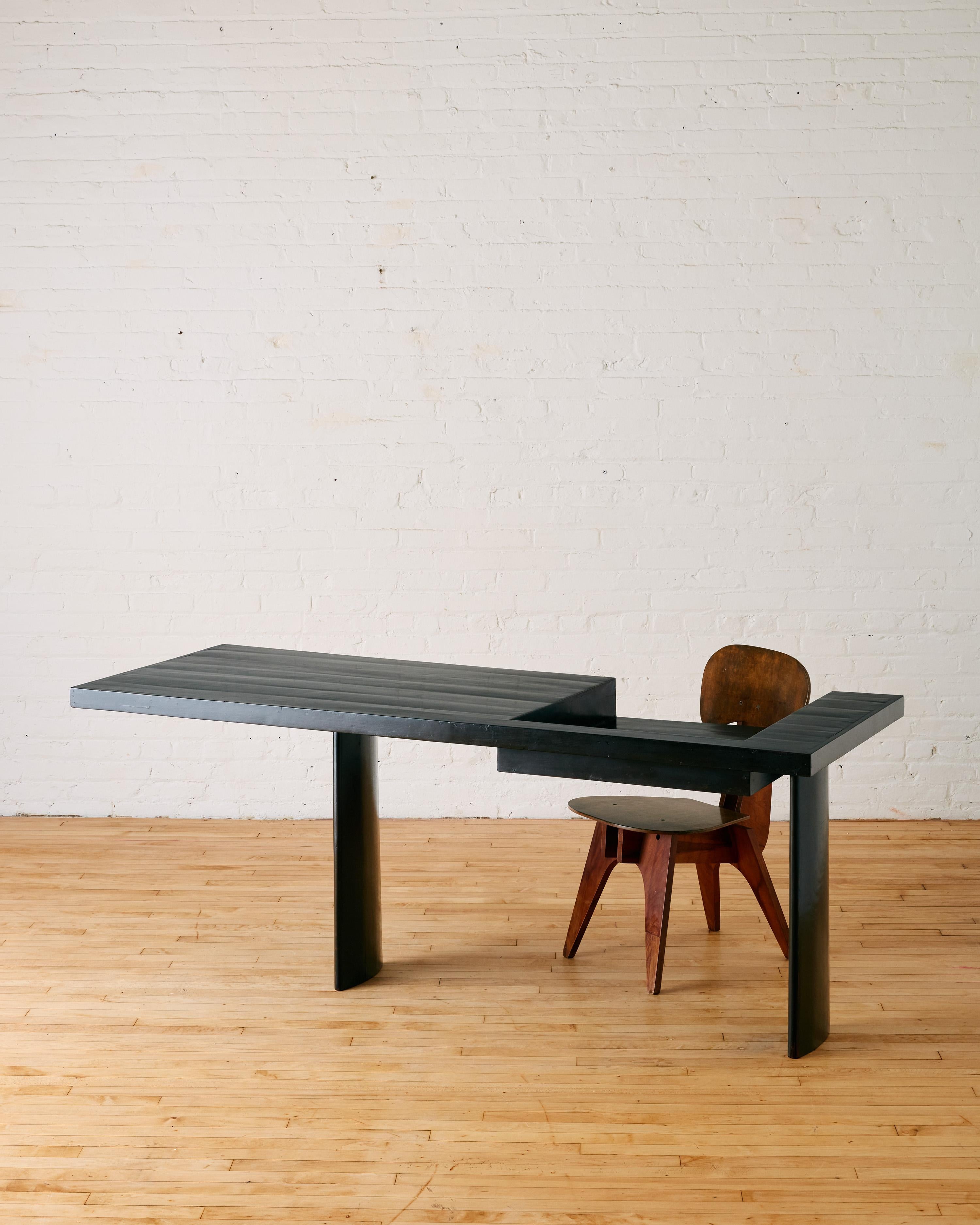 Rare Ammedabad Console/Desk by Le Corbusier. This item was originally designed by Indian Architect, B.V Doshi under the supervision of Le Corbusier for Mills Owners Association building in Ahmedabad.

This console/desk was likewise crafted by the