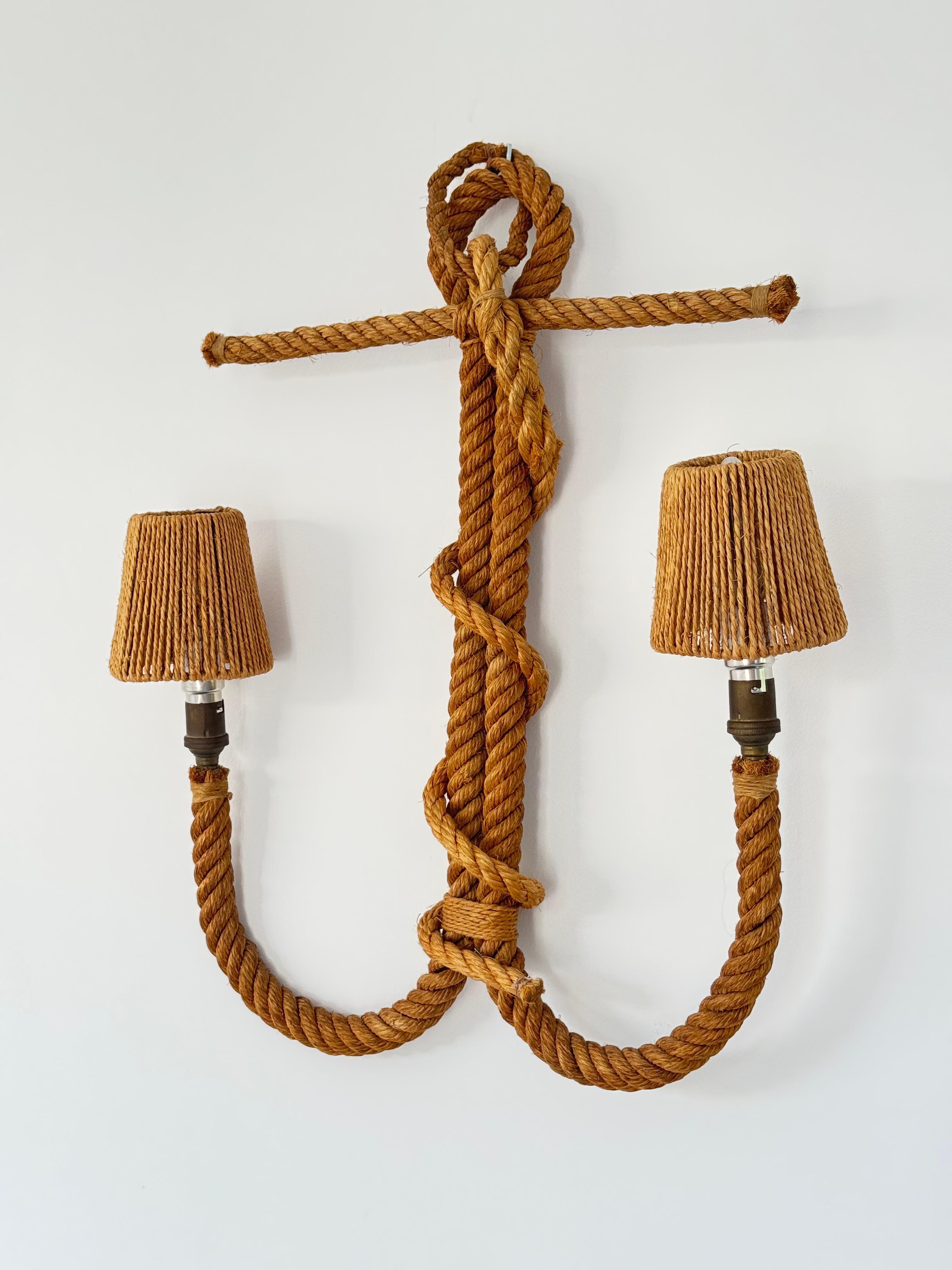 Francese Rare lampade da parete in corda 