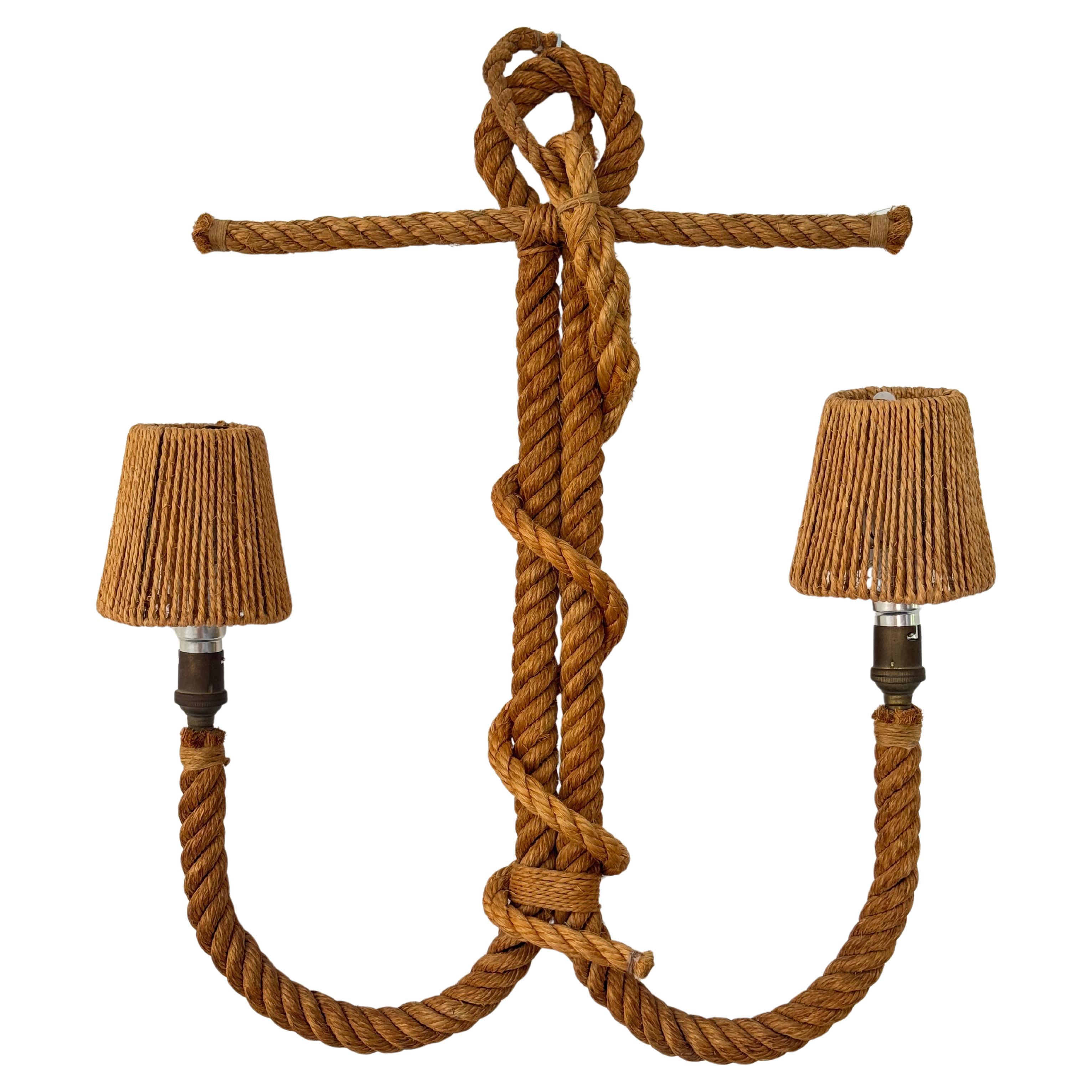 Rare lampade da parete in corda "Anchor" di Adrien Audoux e Frida Minnet, Francia, anni '50 in vendita