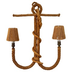 Rare lampade da parete in corda "Anchor" di Adrien Audoux e Frida Minnet, Francia, anni '50