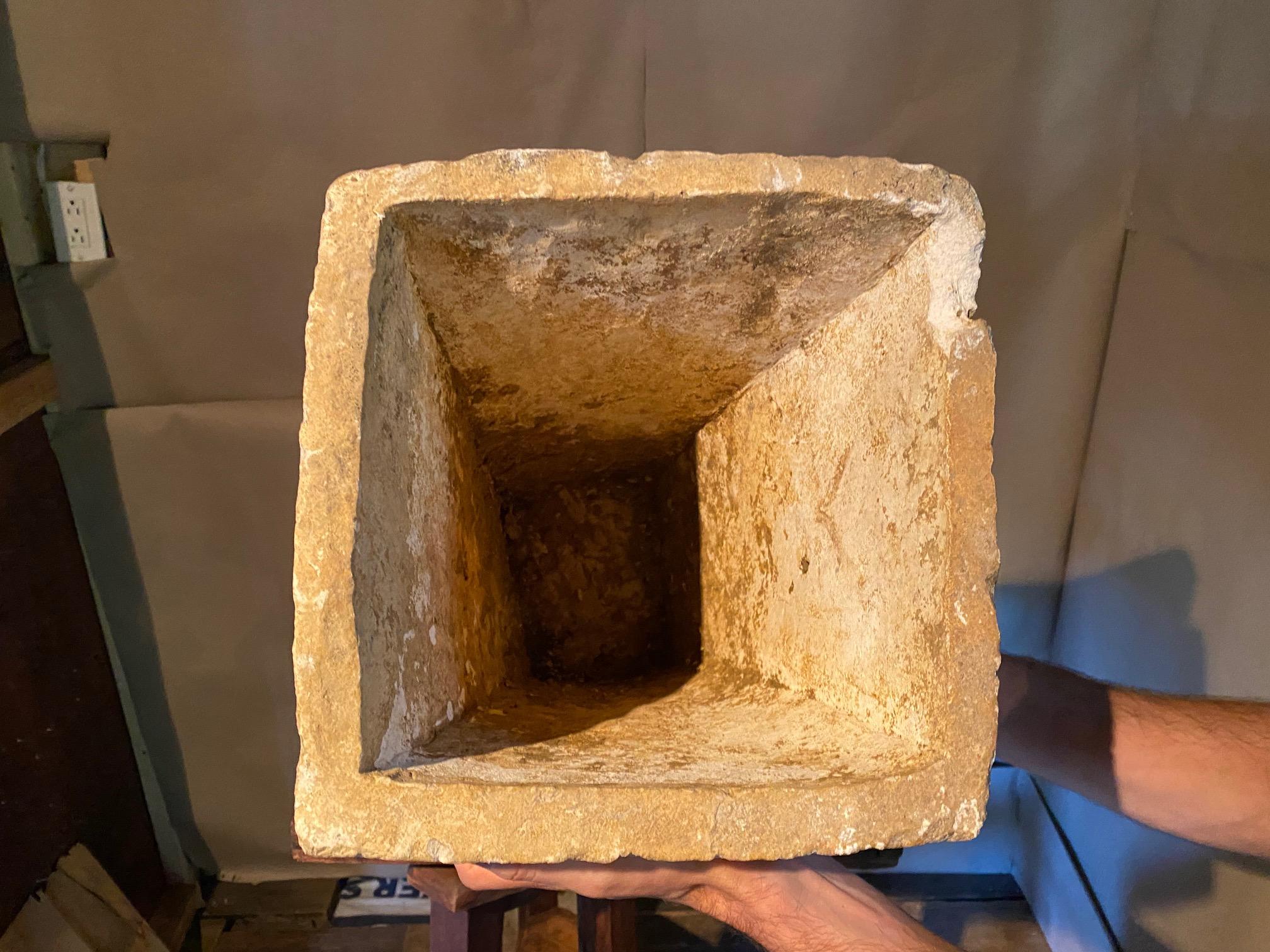 Rare Ancient Greek Limestone Lidded Vessel For Sale 5