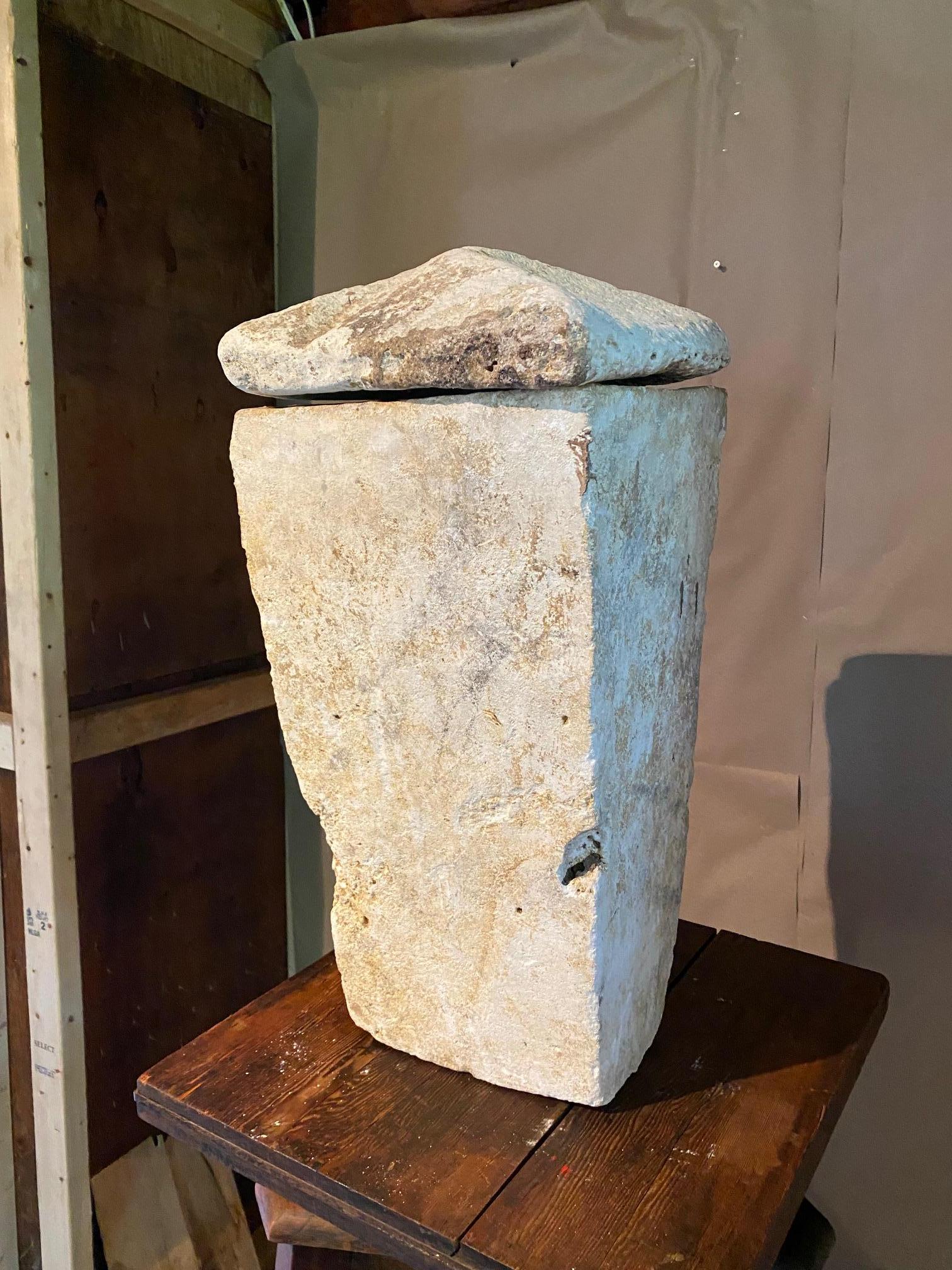 Rare Ancient Greek Limestone Lidded vessel 
Purchased in Greece by previous owner.