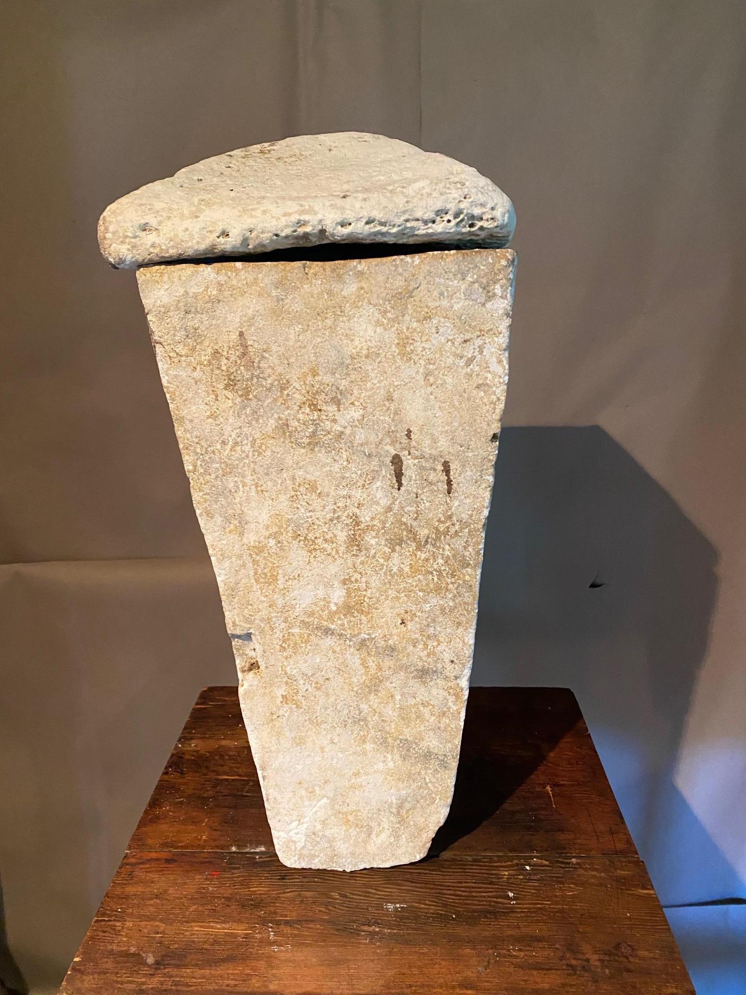 Rare Ancient Greek Limestone Lidded Vessel For Sale 1