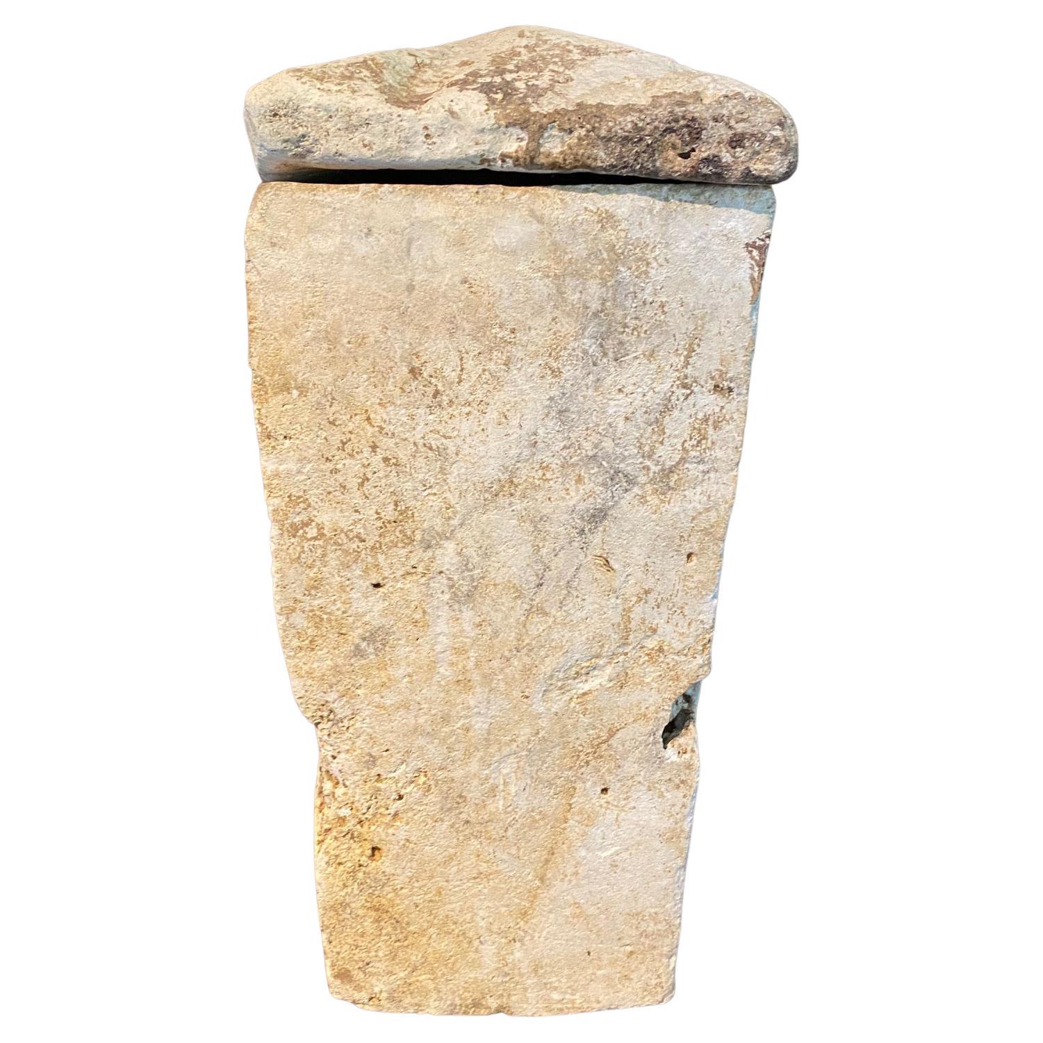 Rare Ancient Greek Limestone Lidded Vessel For Sale