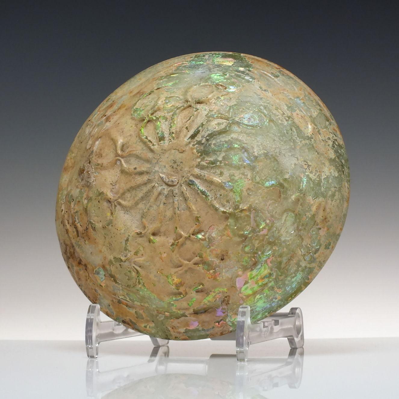 European Rare Ancient Roman Glass Libation Bowl 1st, 3rd Century CE For Sale