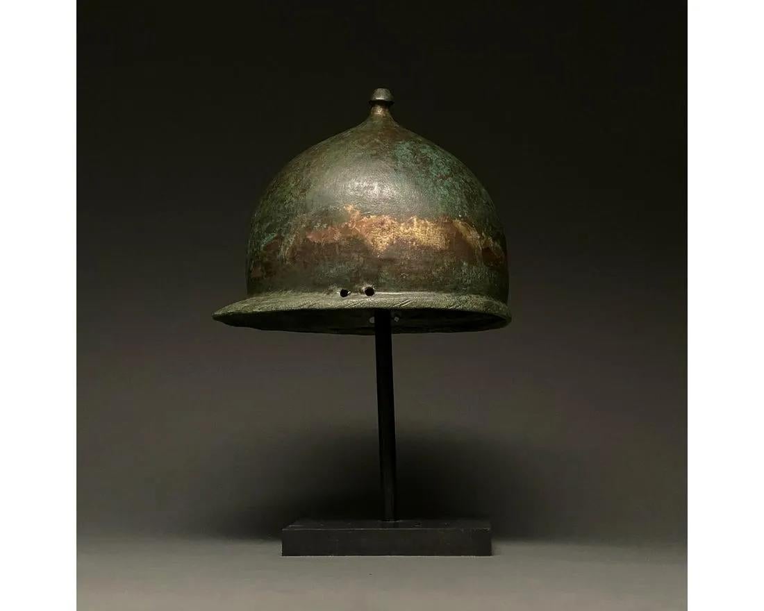 Classical Roman Rare Ancient Roman Montefortino Gilded Helmet, XRF Tested