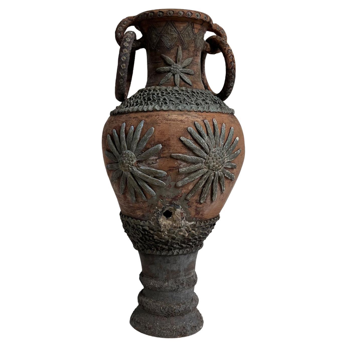 Old Sicilian fountain in terracotta. 19th century Sicily.