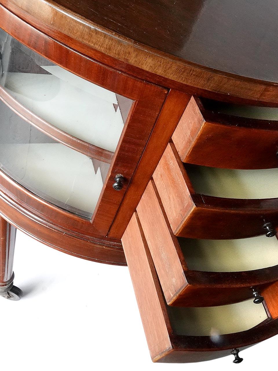 Rare and All Original English Oak Revolving Dental Cabinet In Good Condition For Sale In Peekskill, NY