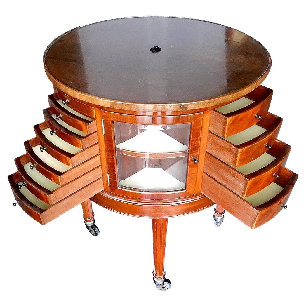 Rare and All Original English Oak Revolving Dental Cabinet For Sale