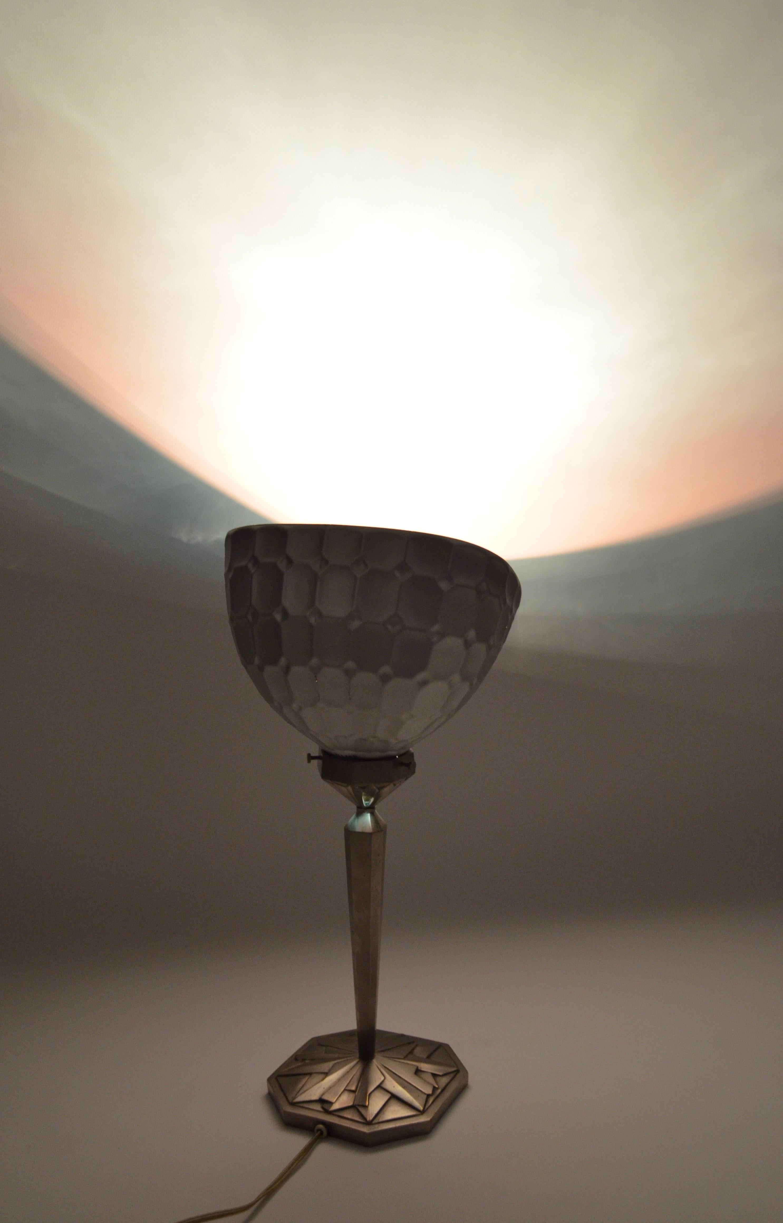 Rare and amazing art deco table Lamp Ilrin by L. Bosi & Cie, France, 20's For Sale 11