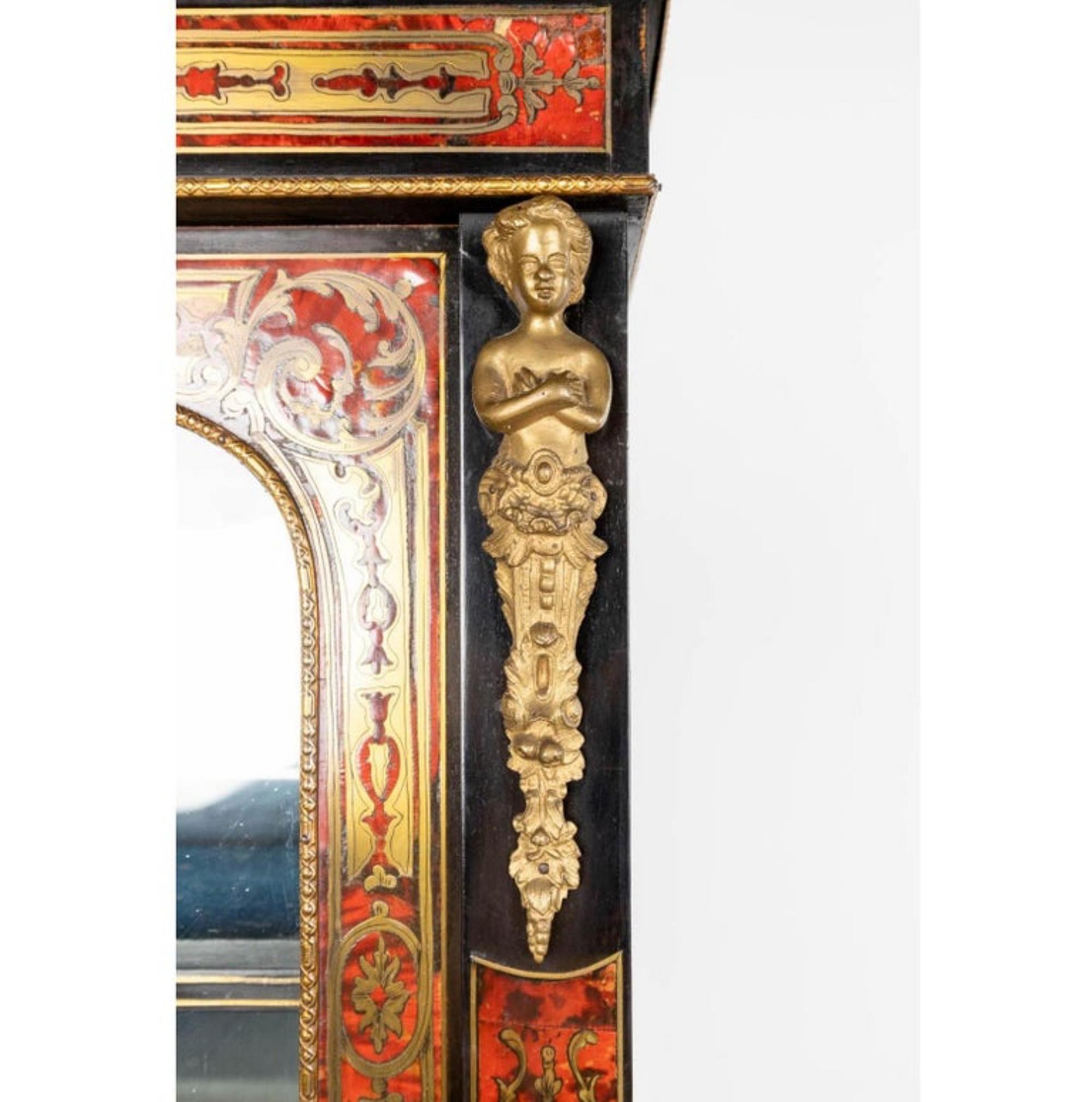 French Rare and Amazing Display Cabinet with Boulle Inlay Napoleon III 19th Century For Sale