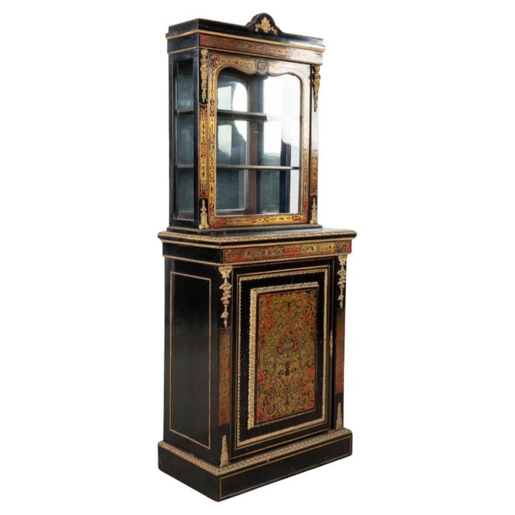 Bronze Rare and Amazing Display Cabinet with Boulle Inlay Napoleon III 19th Century For Sale