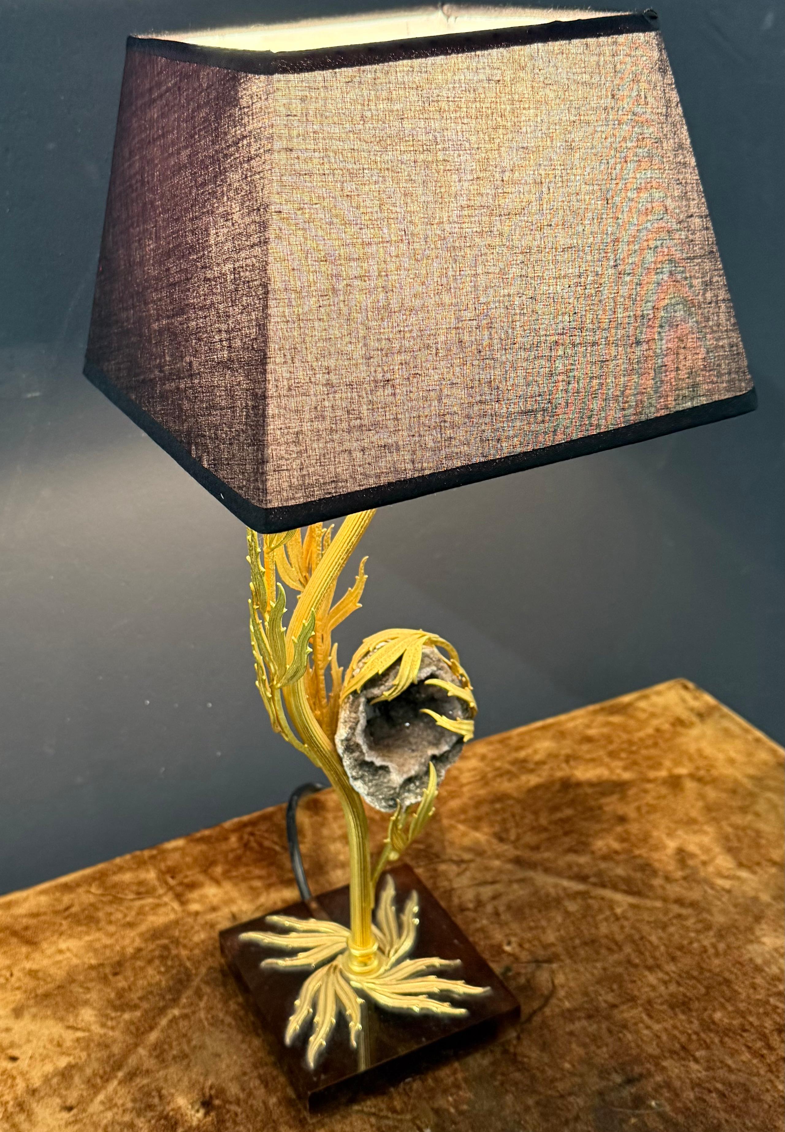 rare et étonnante lampe en agate Willy Daro 