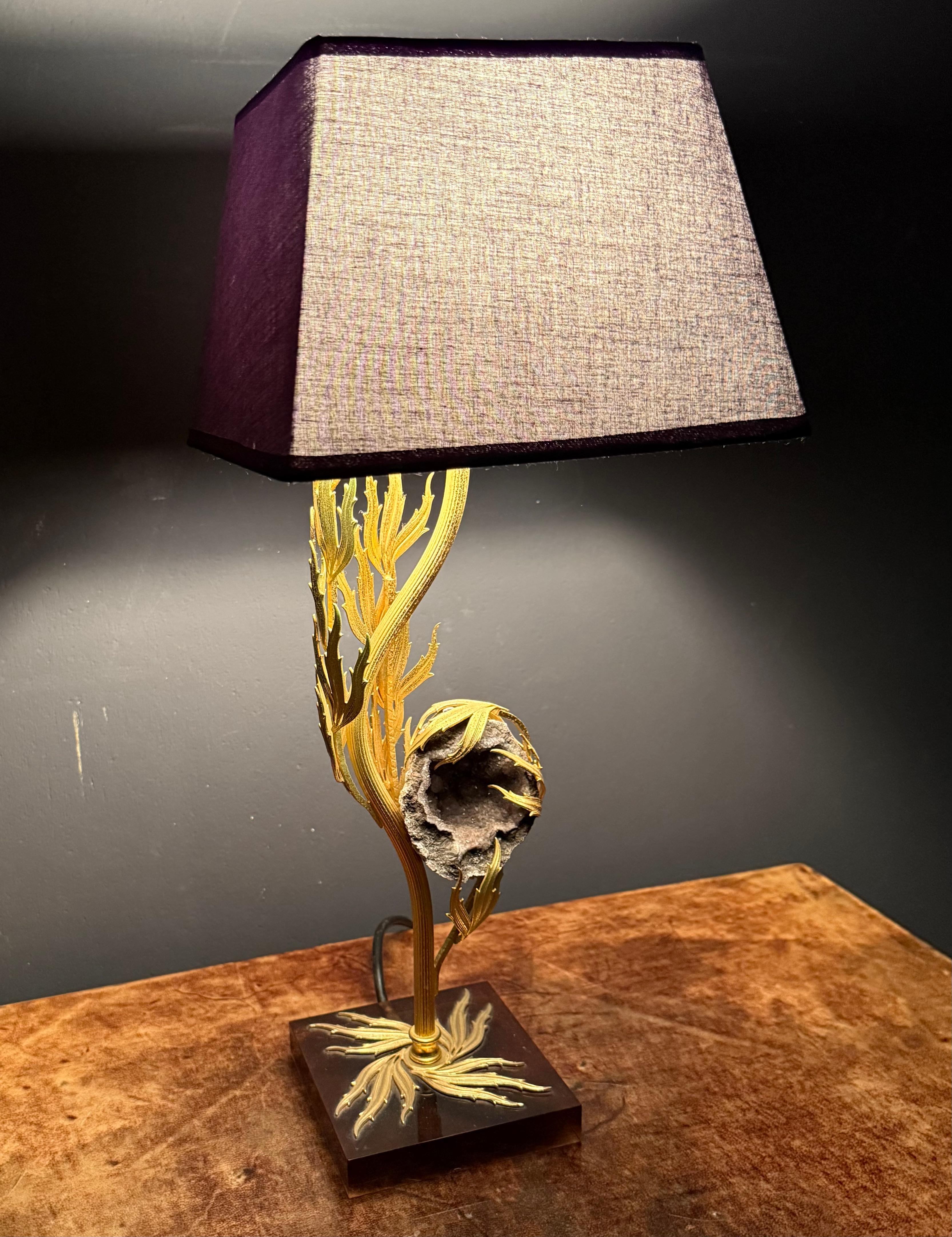 rare et étonnante lampe en agate Willy Daro 