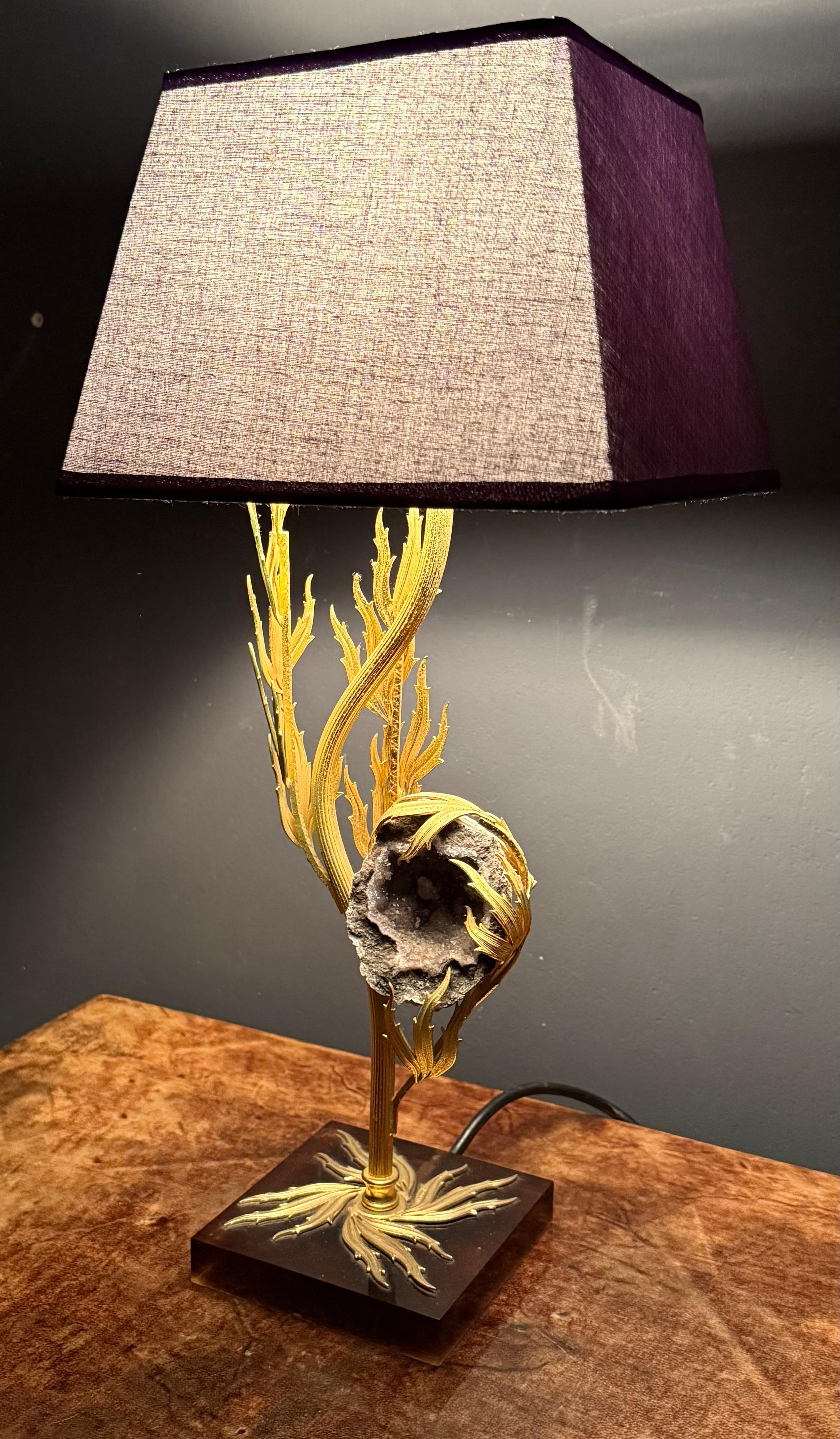 rare et étonnante lampe en agate Willy Daro 