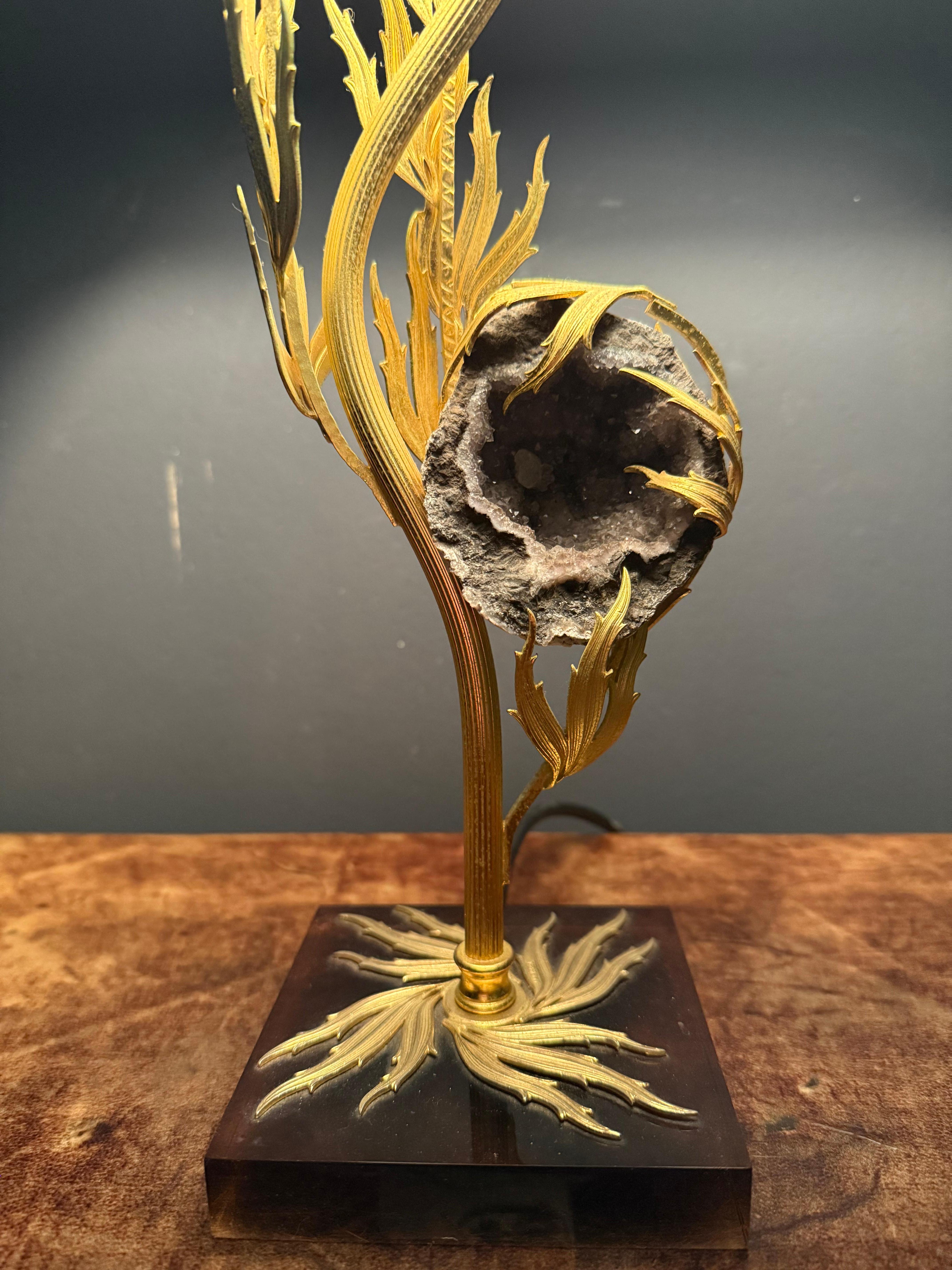 rare et étonnante lampe en agate Willy Daro 