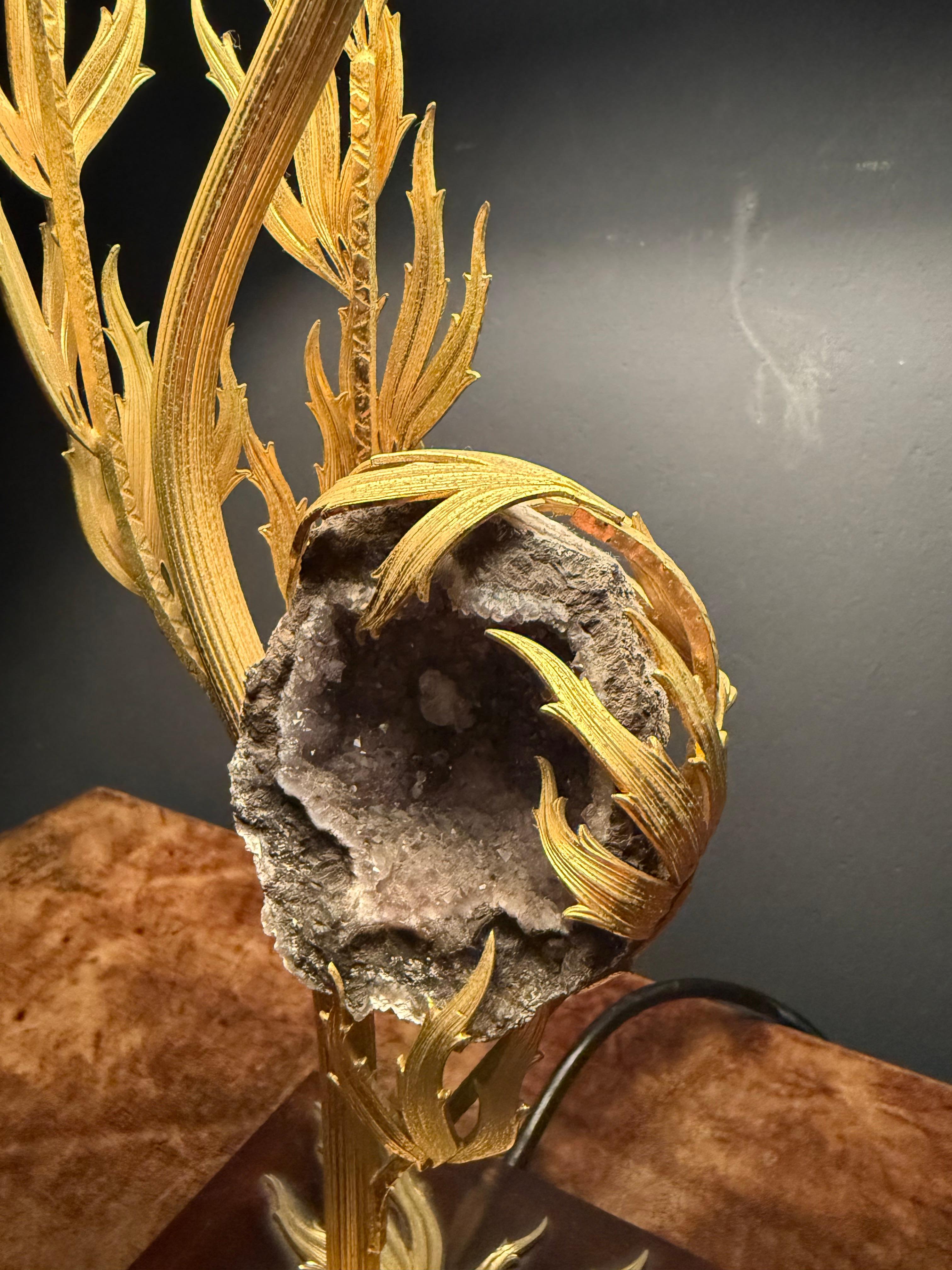 rare et étonnante lampe en agate Willy Daro 
