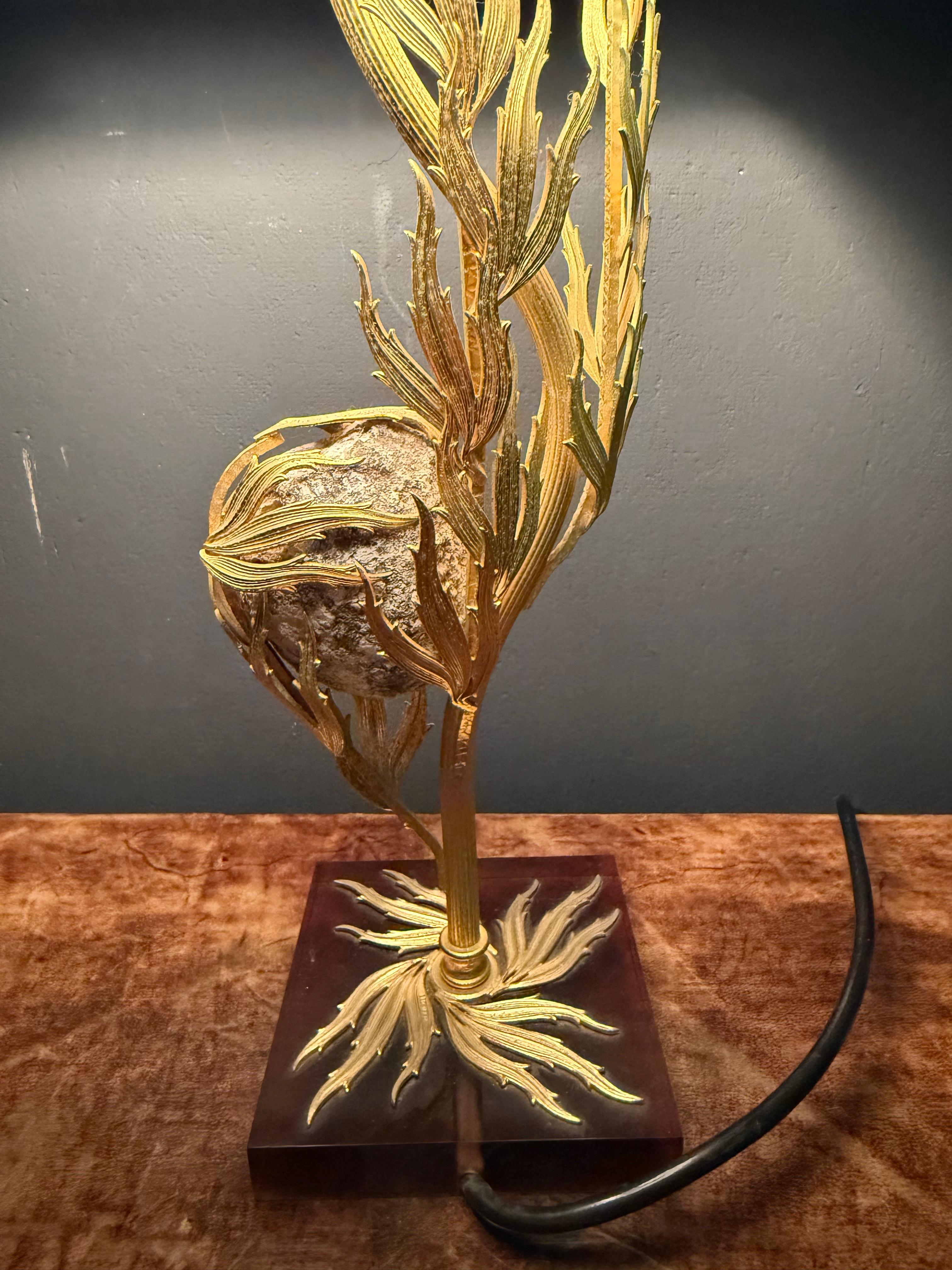 rare et étonnante lampe en agate Willy Daro 