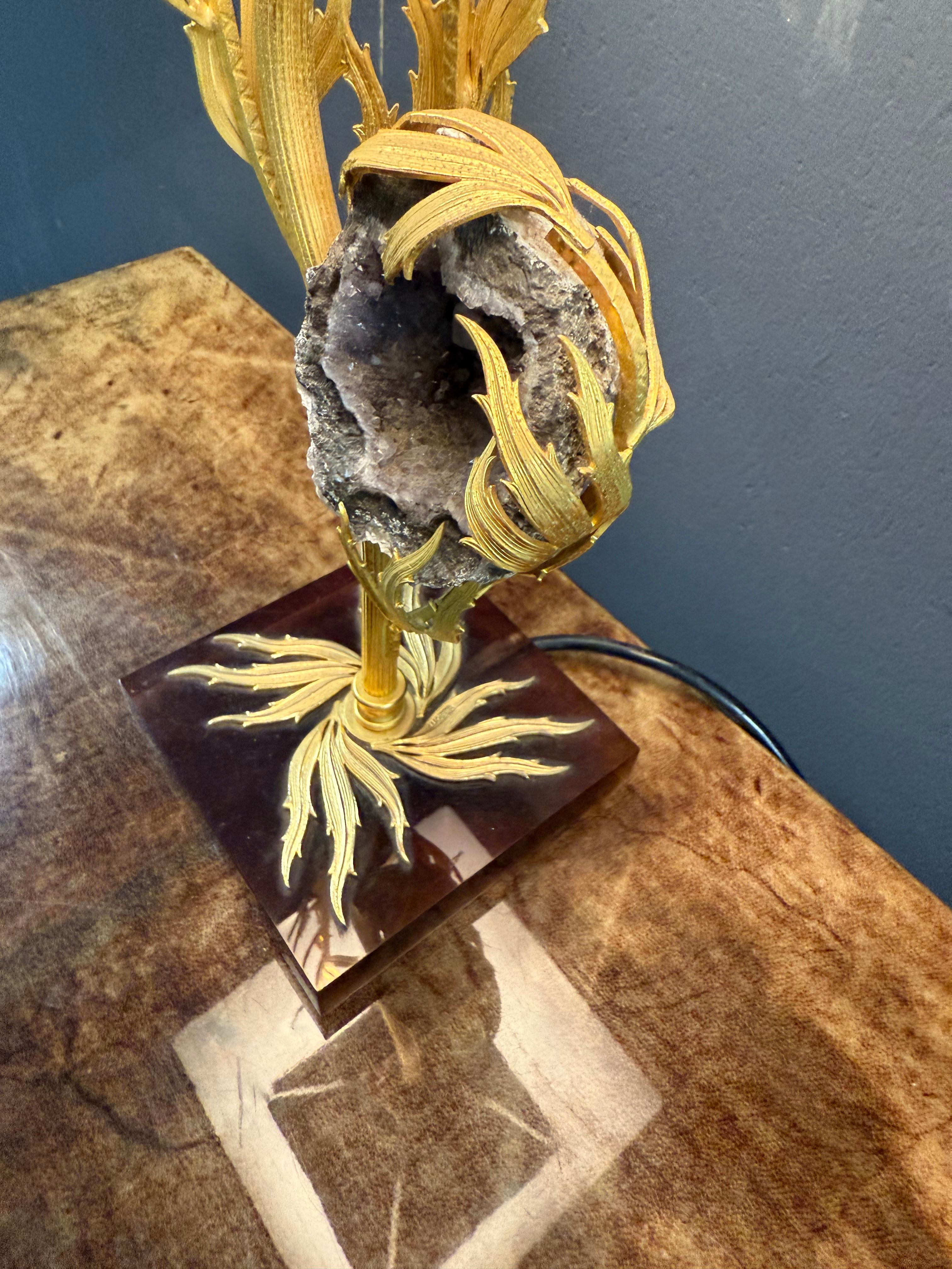 Hollywood Regency rare et étonnante lampe en agate Willy Daro 