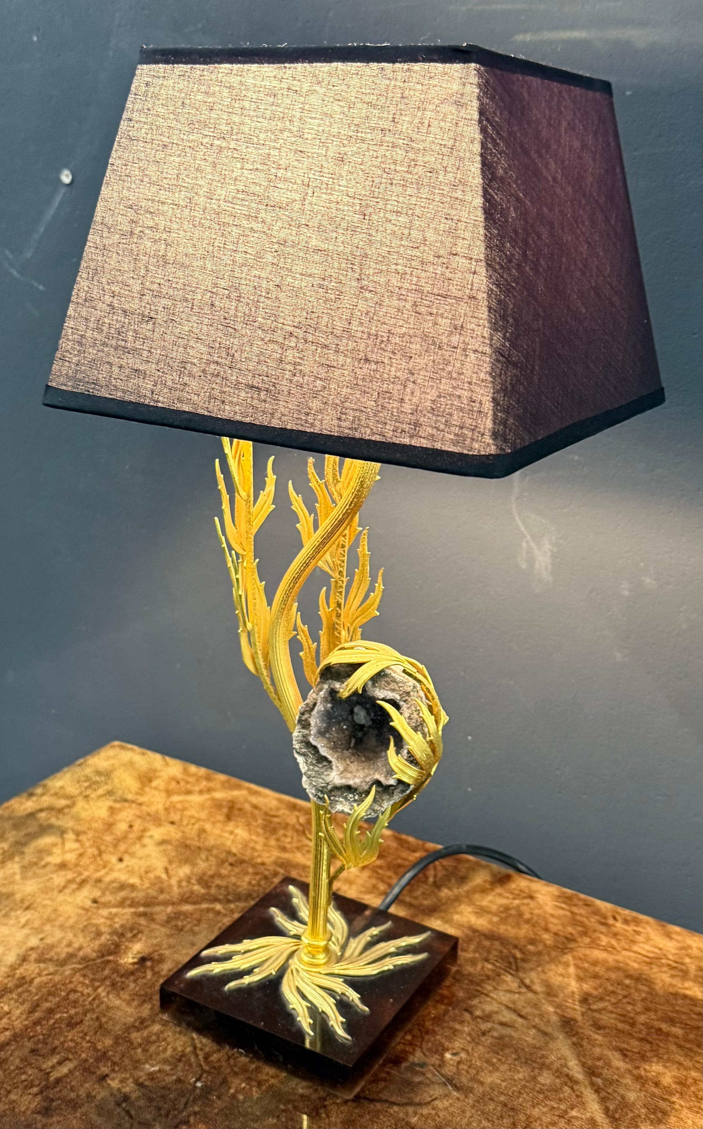 rare et étonnante lampe en agate Willy Daro 