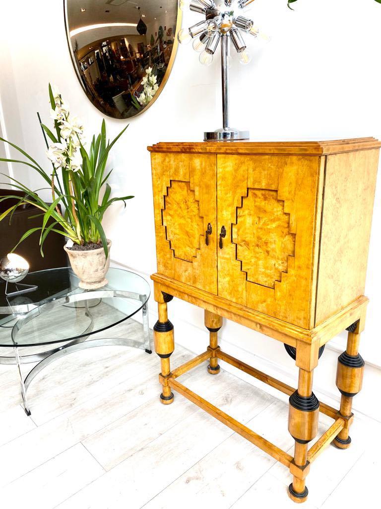 Art Deco Rare and Beautiful 1920s Birch and Ebonized Wood Cabinet