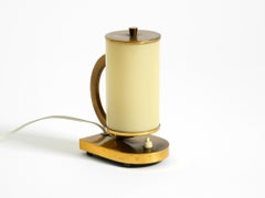 Rare and beautiful 1940s brass table lamp with opal glass shade