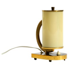 Rare and beautiful 1940s brass table lamp with opal glass shade
