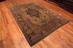 Rare And Beautiful Fine Weave Antique Persian Kashan Mohtasham Rug 7' x 10'