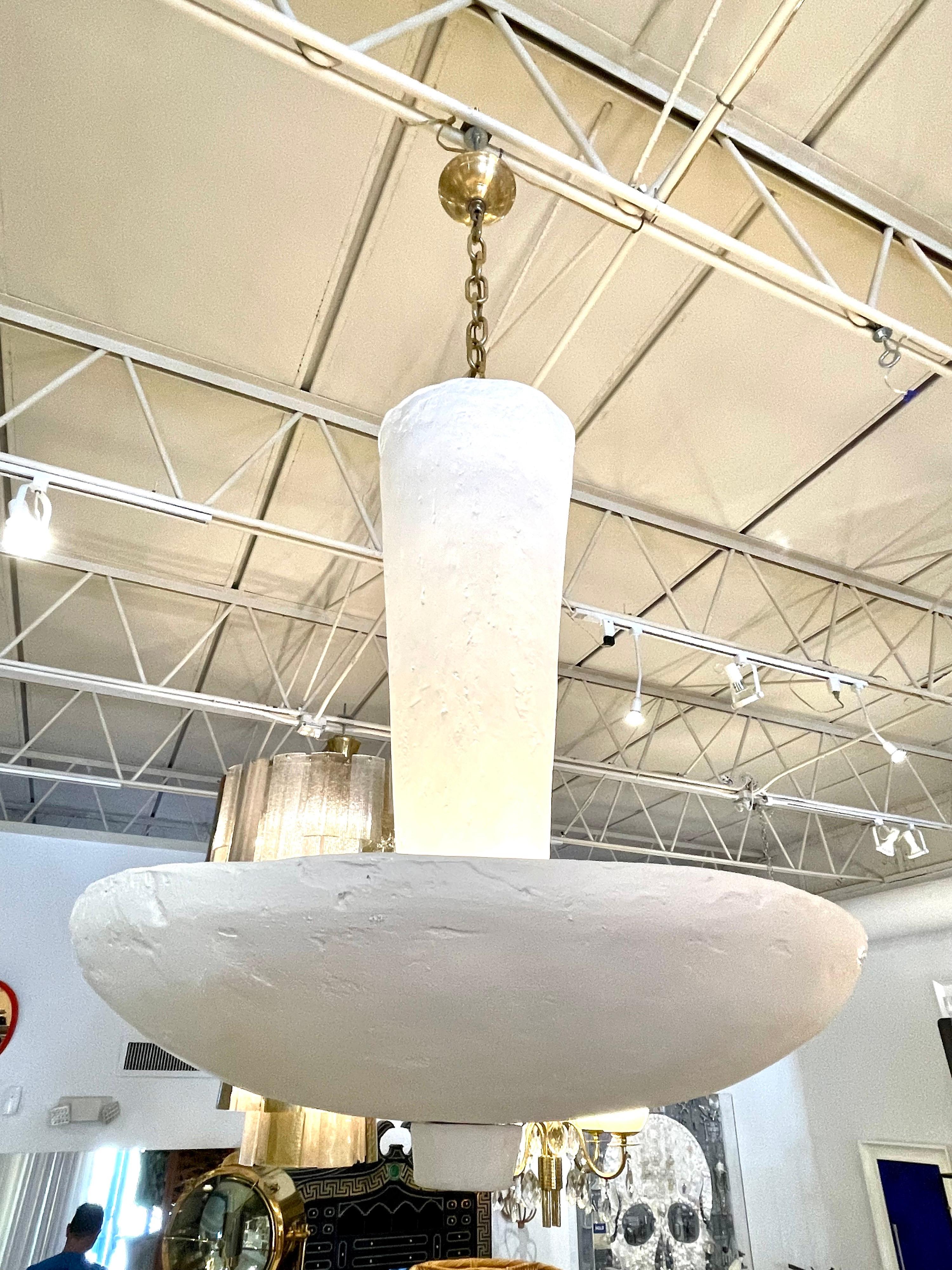 Organic Modern Rare and Beautiful French Plaster Bowl Pendant/ Chandelier 