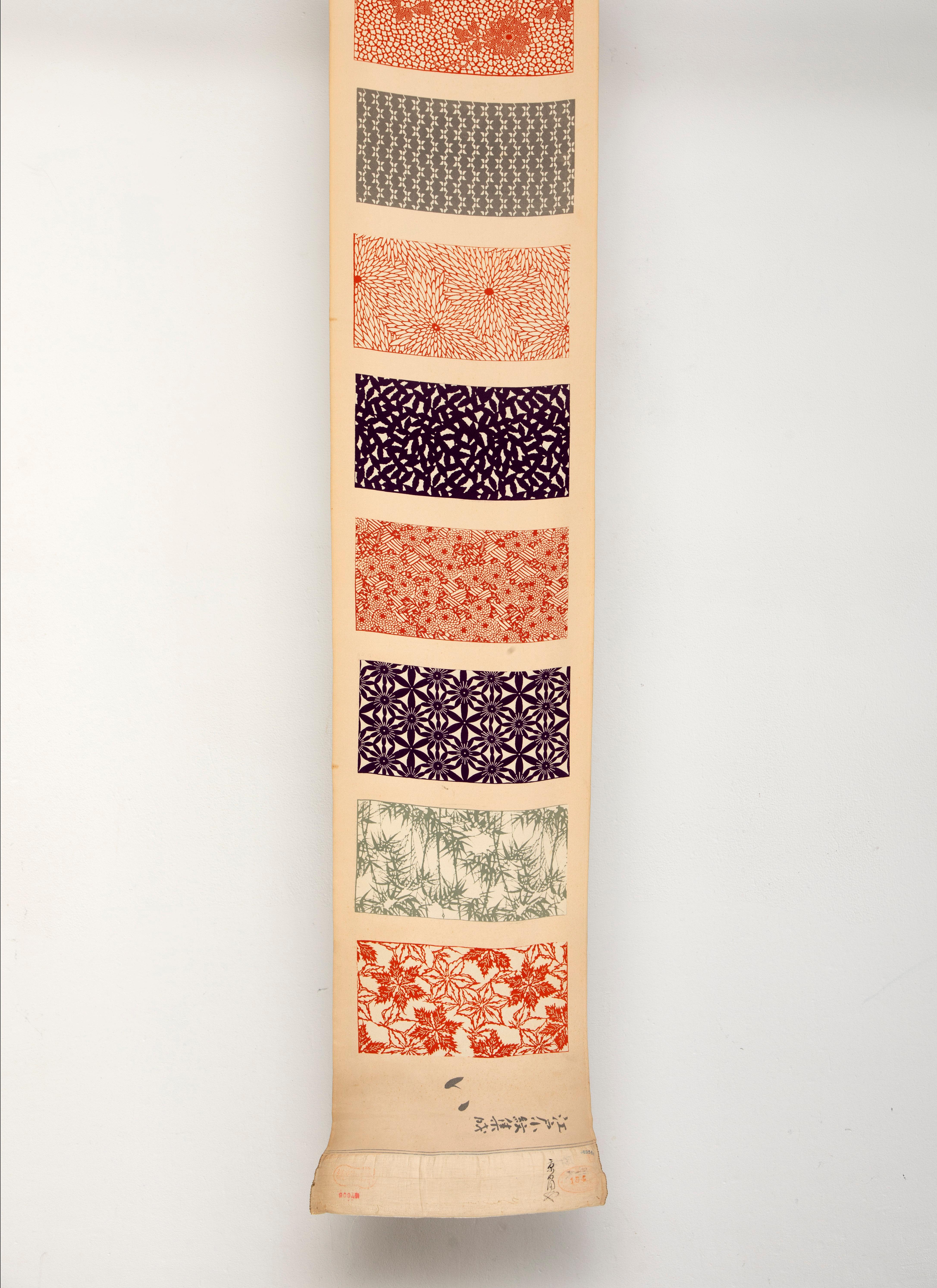 Rare and Beautiful Japanese Chirimen Silk Fabric Sampler '3rd of 4' In Good Condition For Sale In Santa Cruz, CA