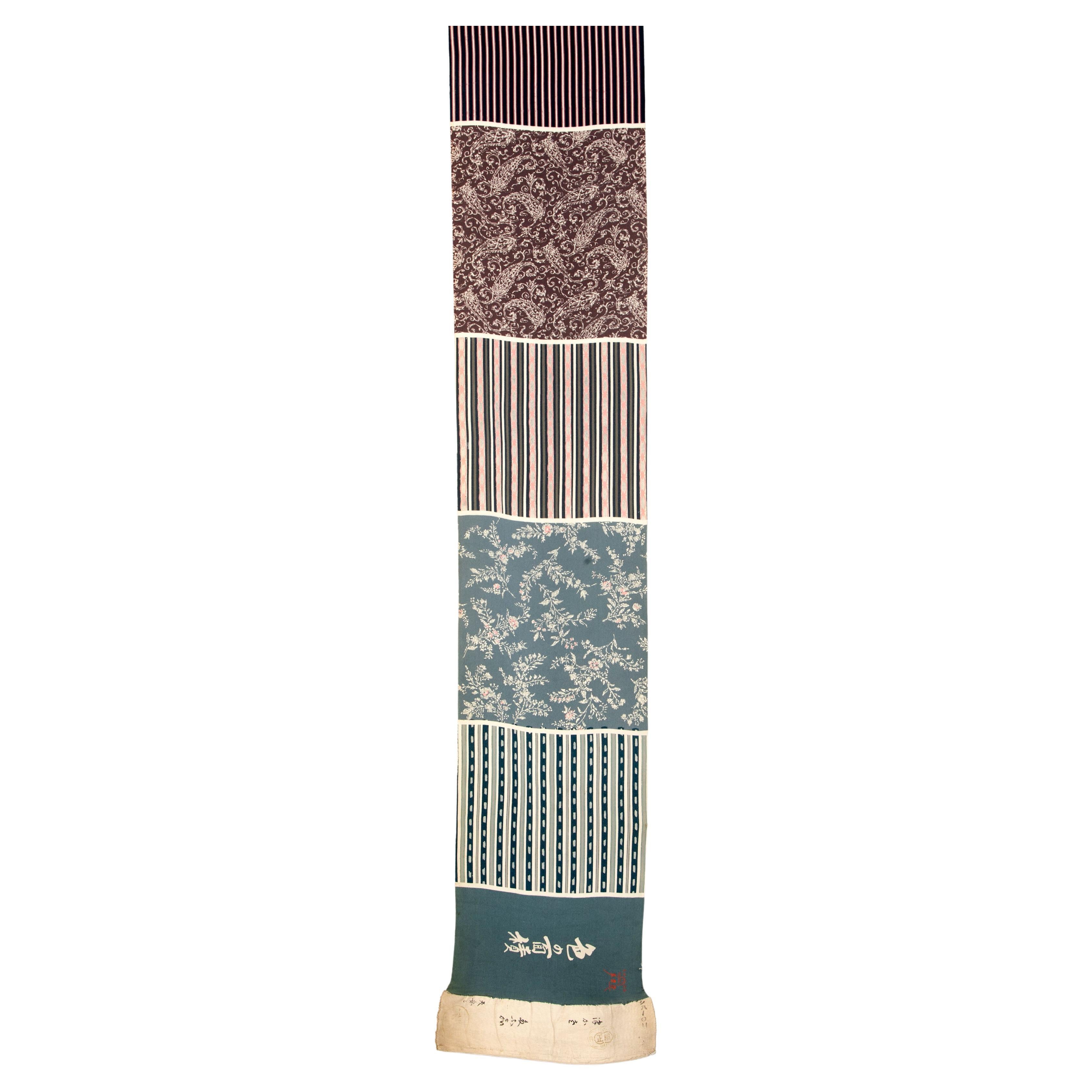 Rare and Beautiful Japanese Chirimen Silk Fabric Sampler ‘4th of 4’