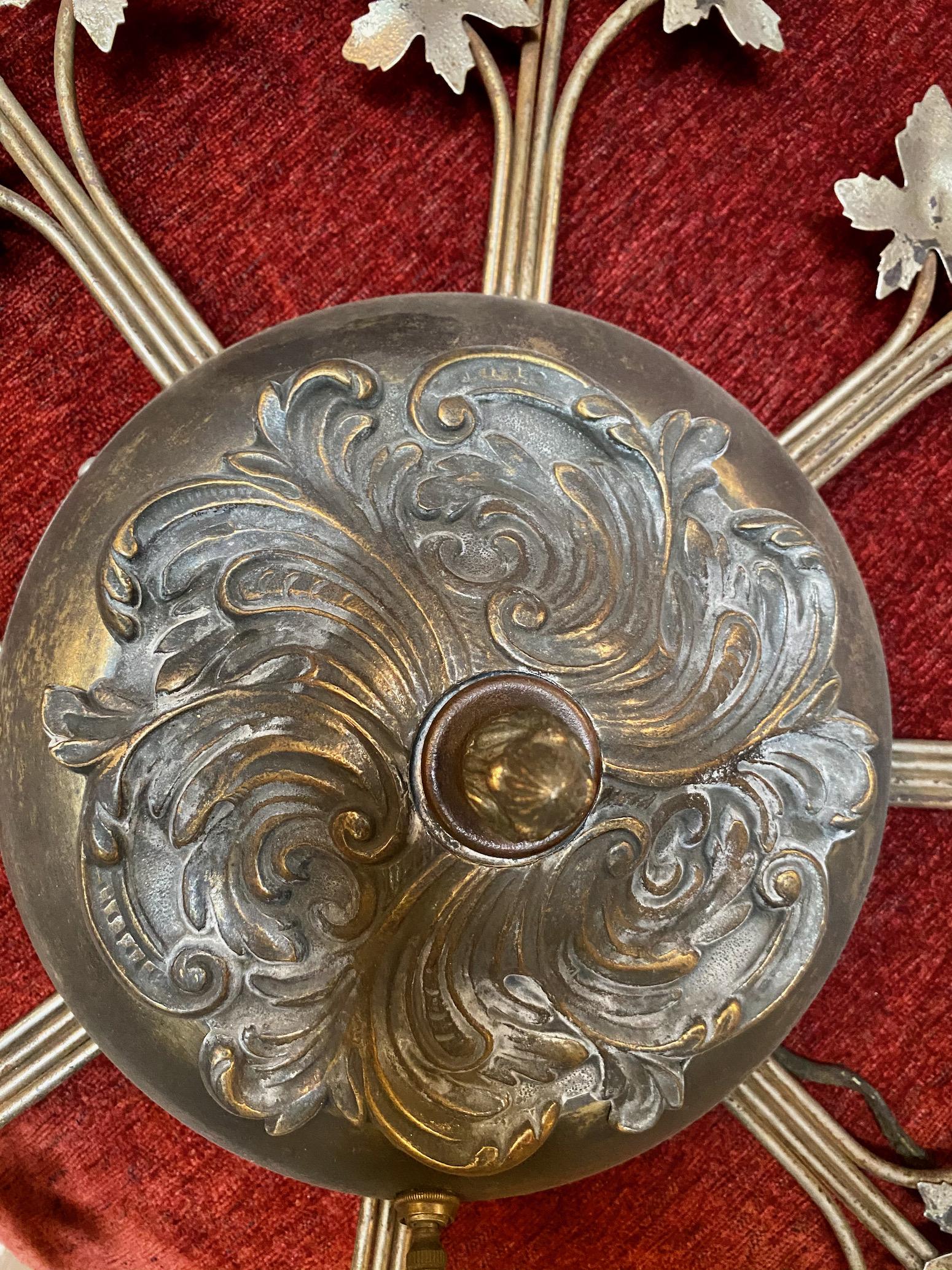 Rare and Beautiful Large Flower Sconces in the Shape of the Sun In Good Condition In Los Angeles, CA