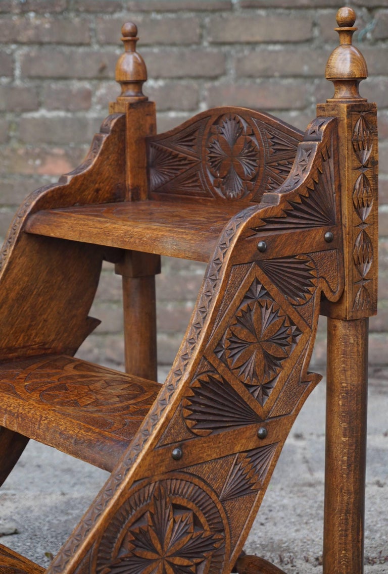 Rare and Beautifully HandCarved Antique Dutch Arts and Crafts Library