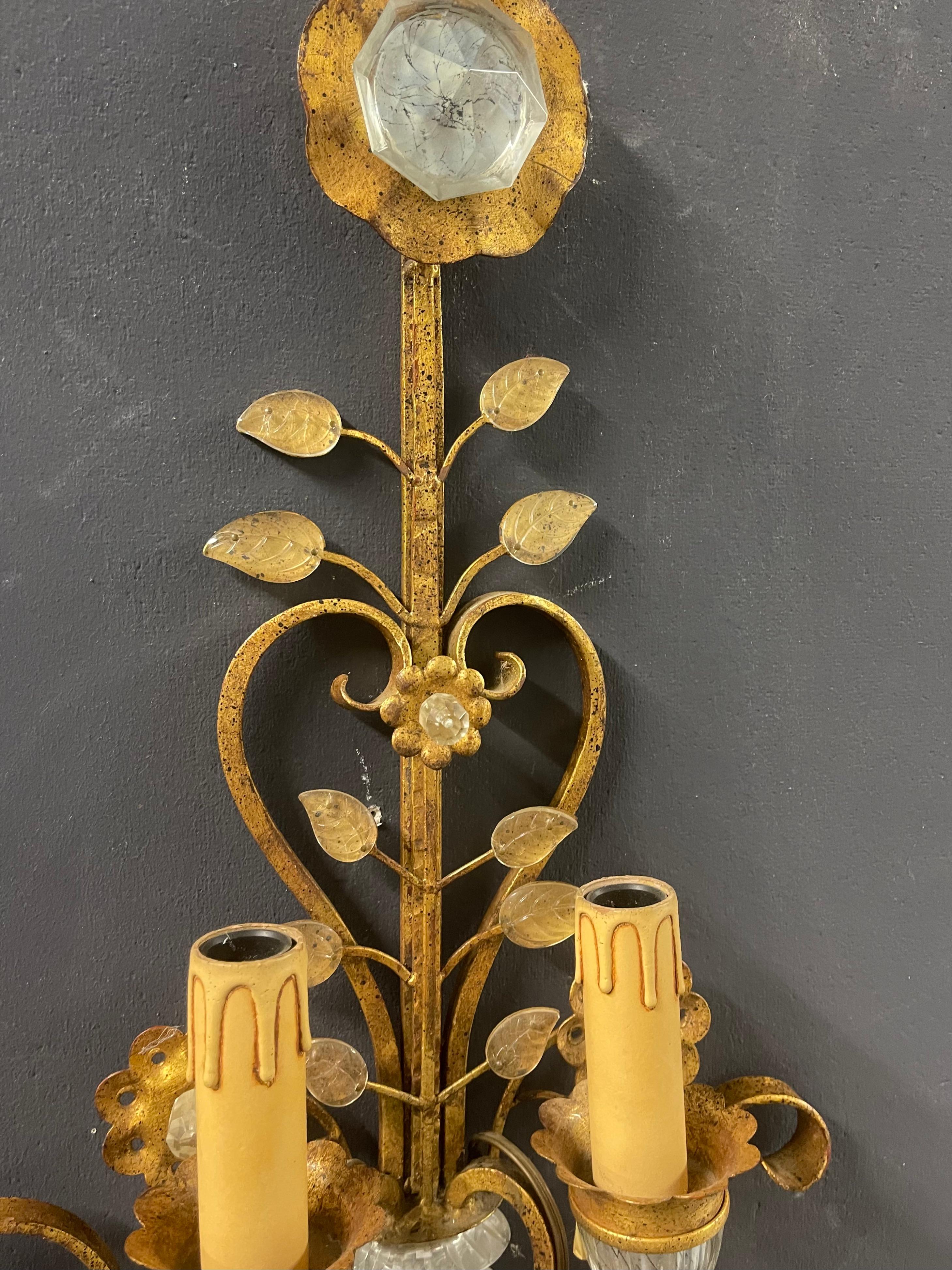Hollywood Regency rare and breathtaking huge maison bagues wall sconces For Sale