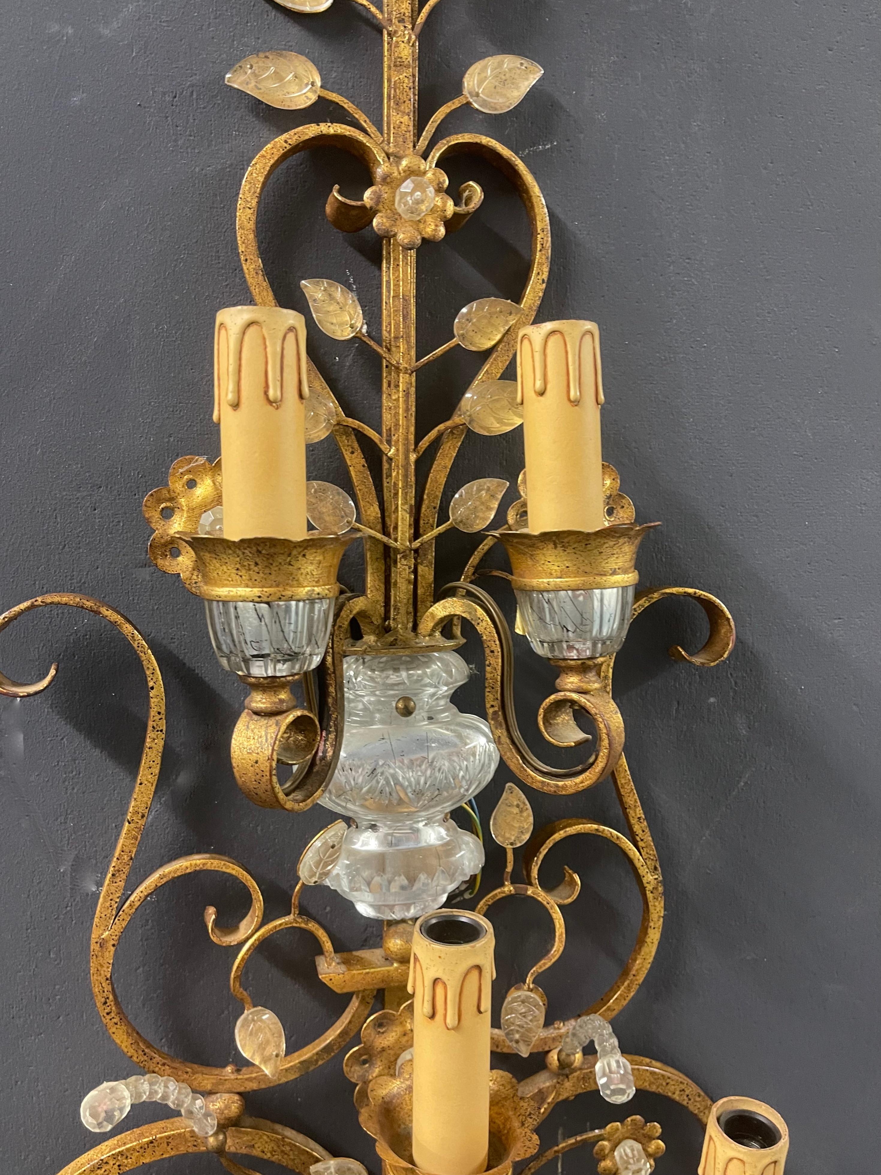 French rare and breathtaking huge maison bagues wall sconces For Sale