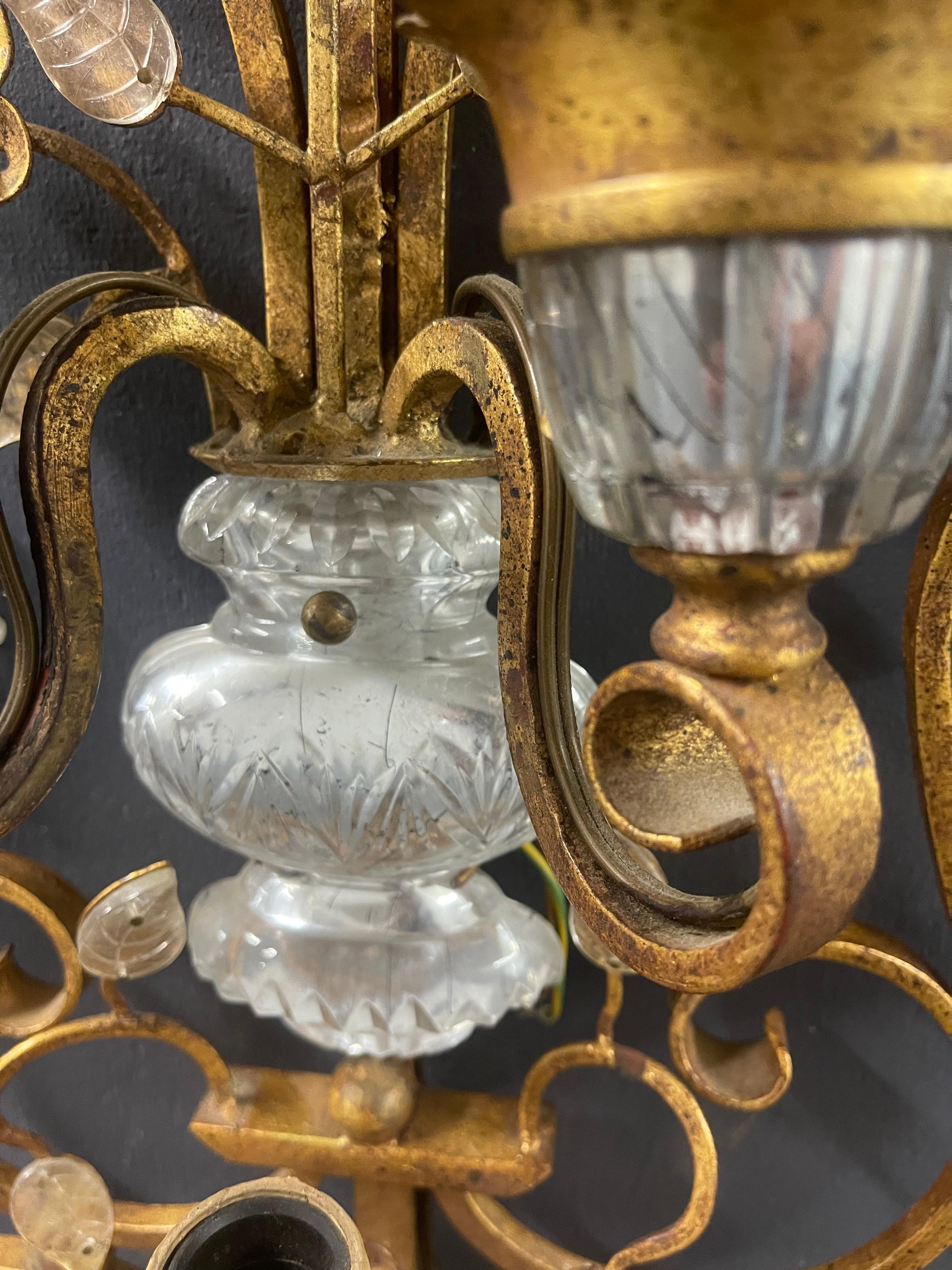 Gilt rare and breathtaking huge maison bagues wall sconces For Sale