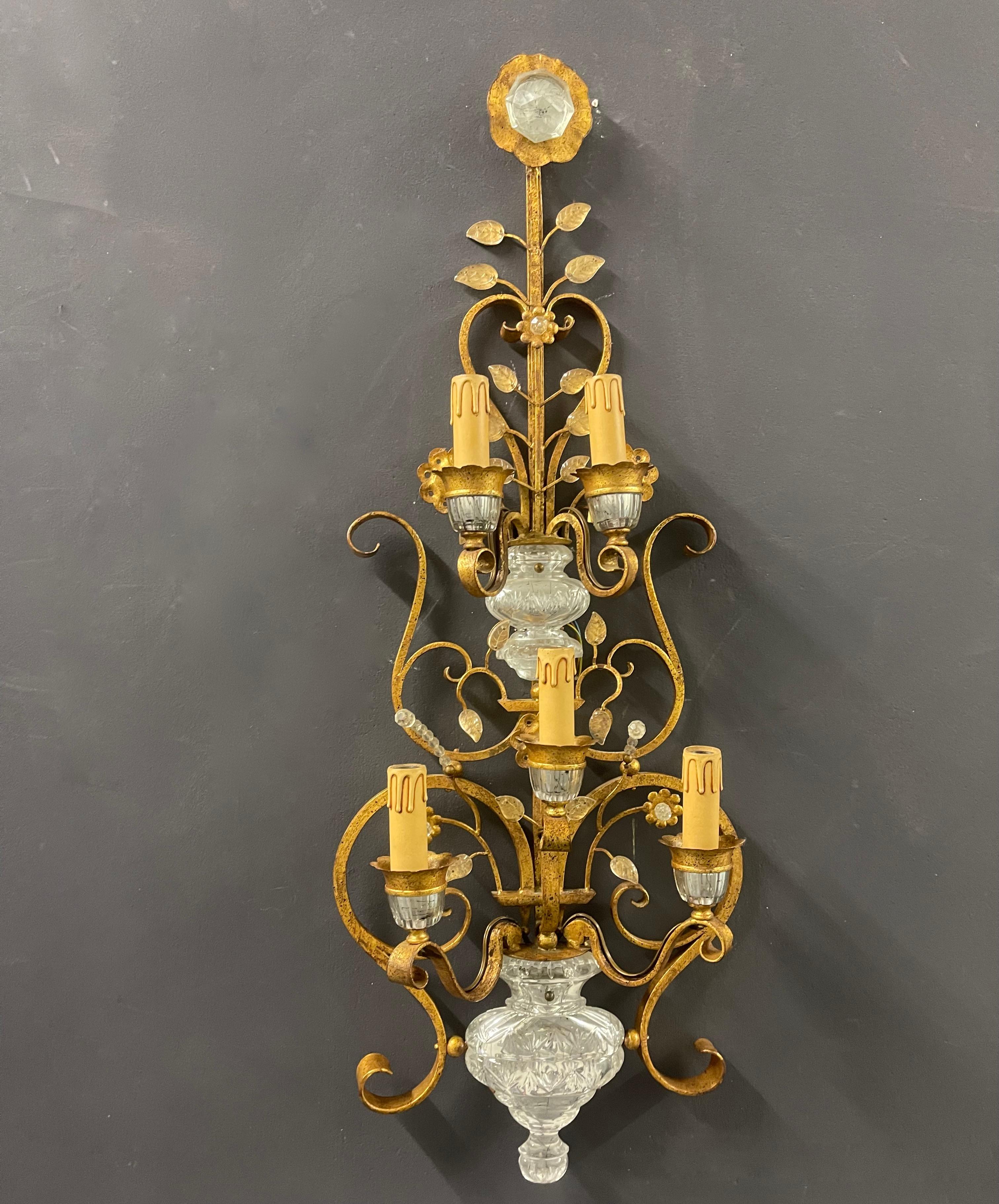 Metal rare and breathtaking huge maison bagues wall sconces For Sale