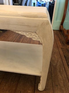 Rare and Chic Chinese Whitewashed Painted Rectangular Low Side Table