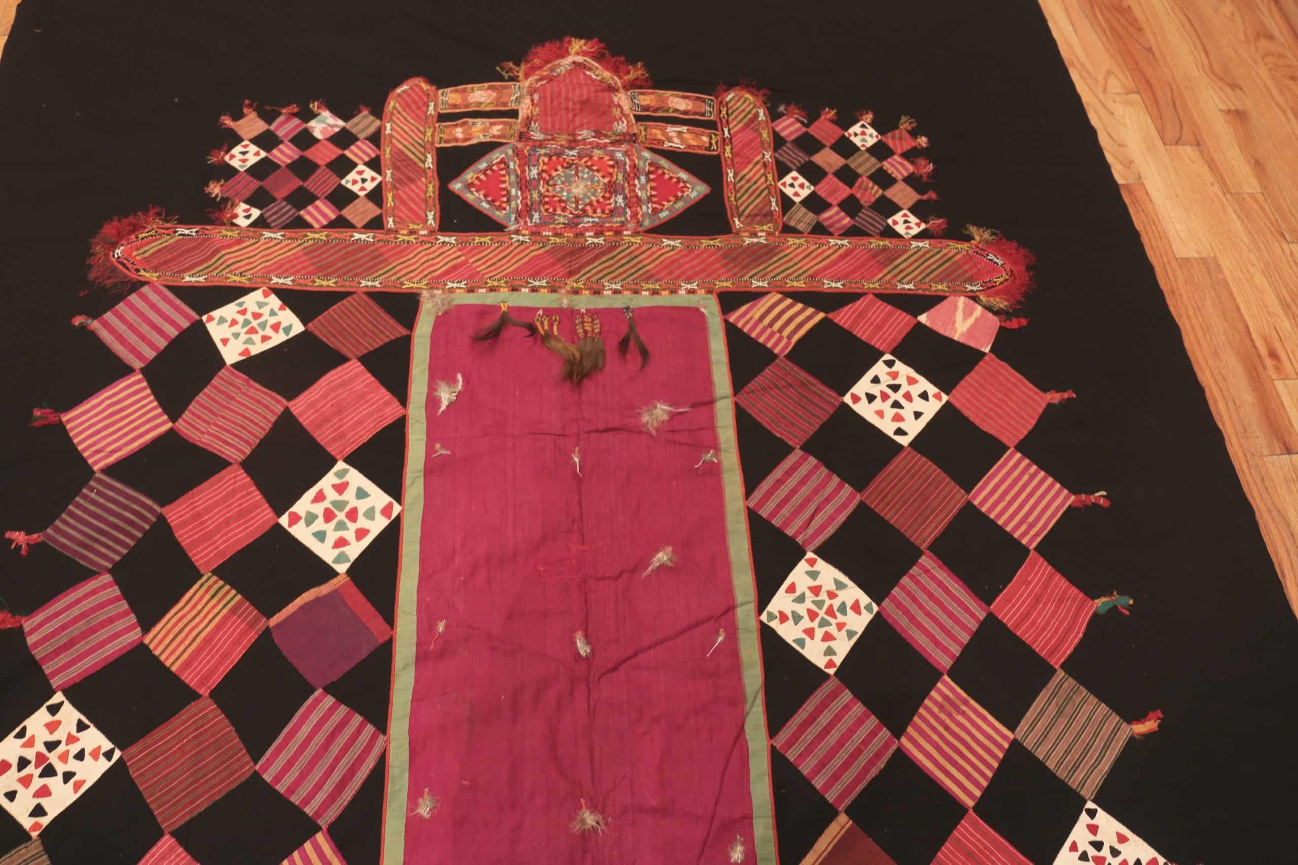 Rare and Collectible Antique Uzbekistani Horse Cover Textile 7' x 7'5