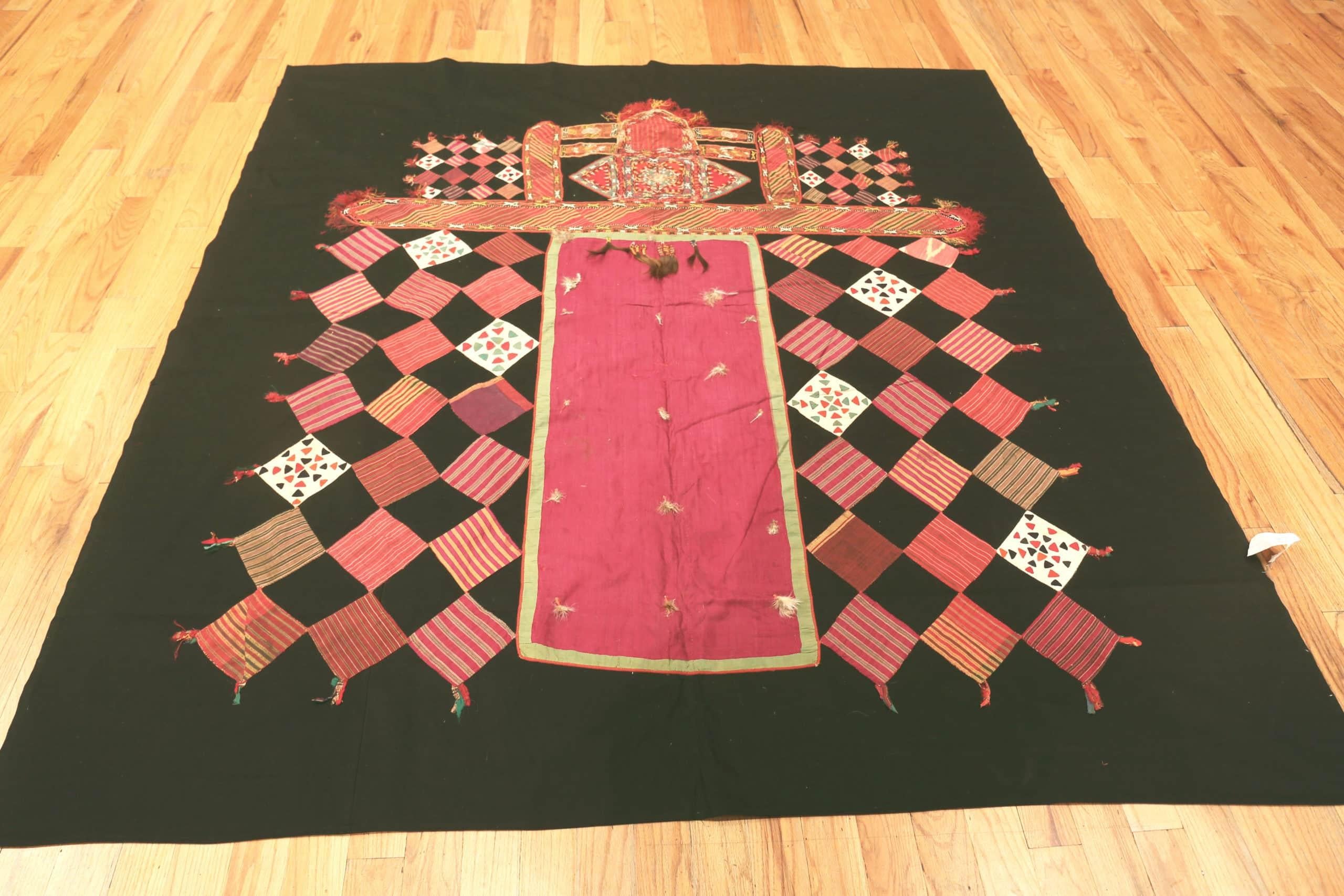 Rare and Collectible Antique Uzbekistani Horse Cover Textile 7' x 7'5