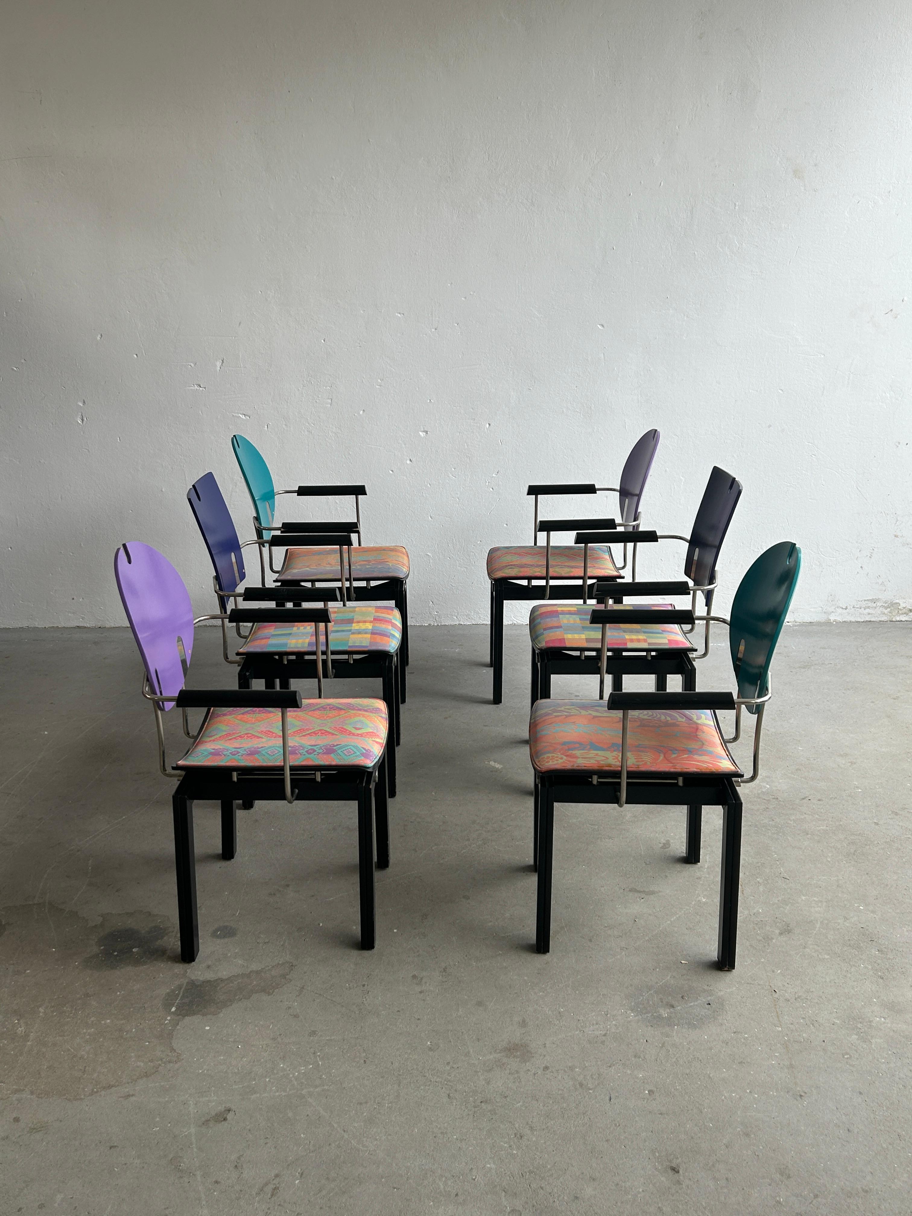 Post-Modern Rare and Collectible Thonet Vienna Postmodern Sculptural Dining Chairs, Set of 6
