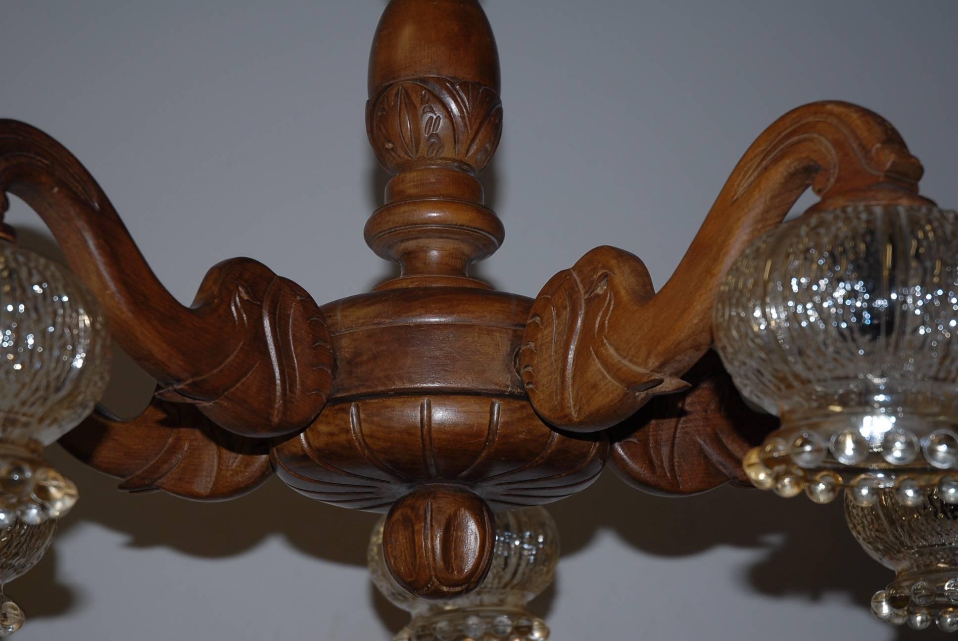 Dutch Rare and Decorative Elephant Theme Hand-Carved Art Deco Era Pendant / Chandelier For Sale